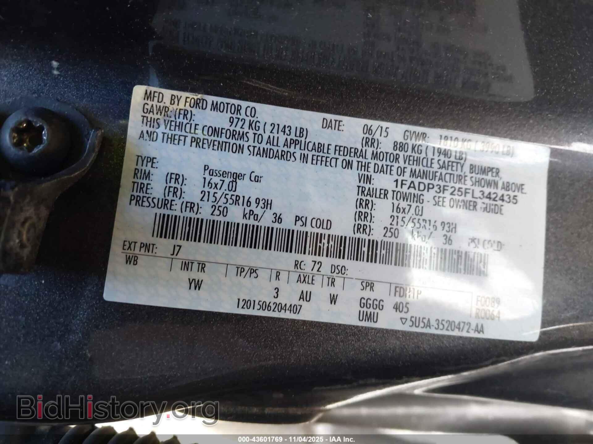 2015 FORD FOCUS - VIN: 1FADP3F25FL342435 - Фото 9
