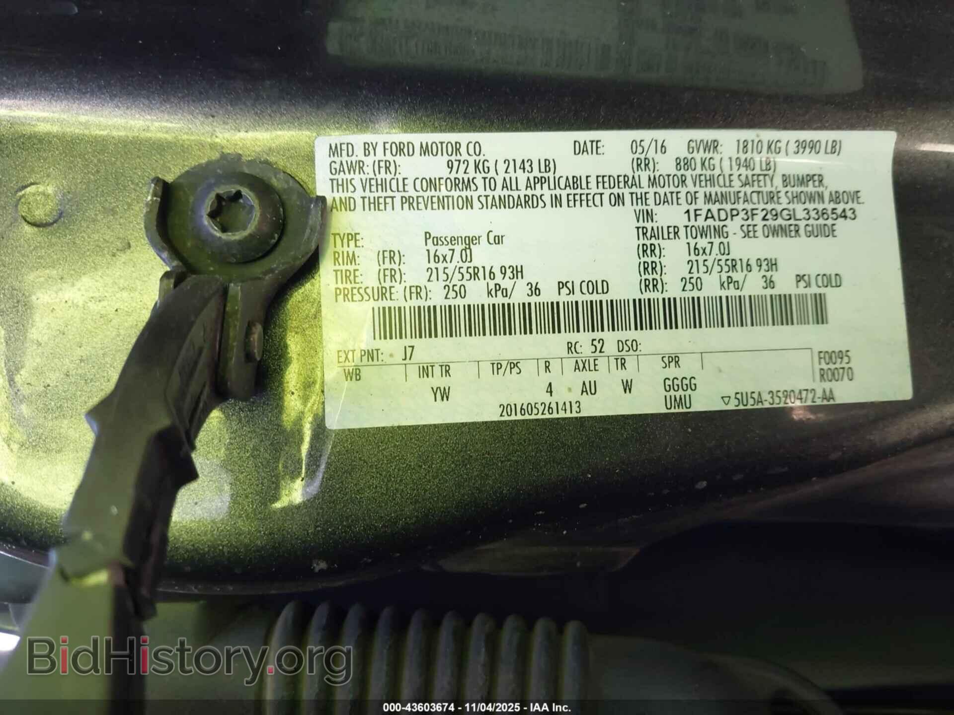2016 FORD FOCUS - VIN: 1FADP3F29GL336543 - Фото 9