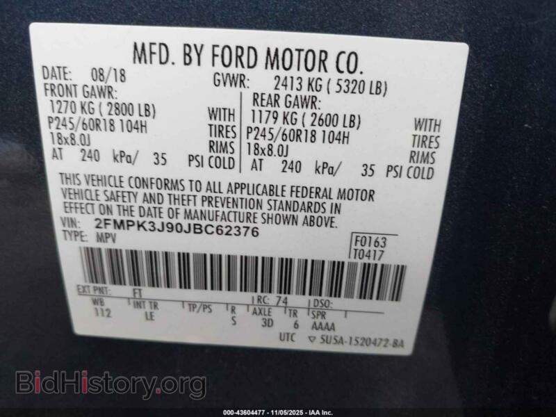 2018 Ford EDGE (VIN 2FMPK3J90JBC62376) — фото 9 из 19