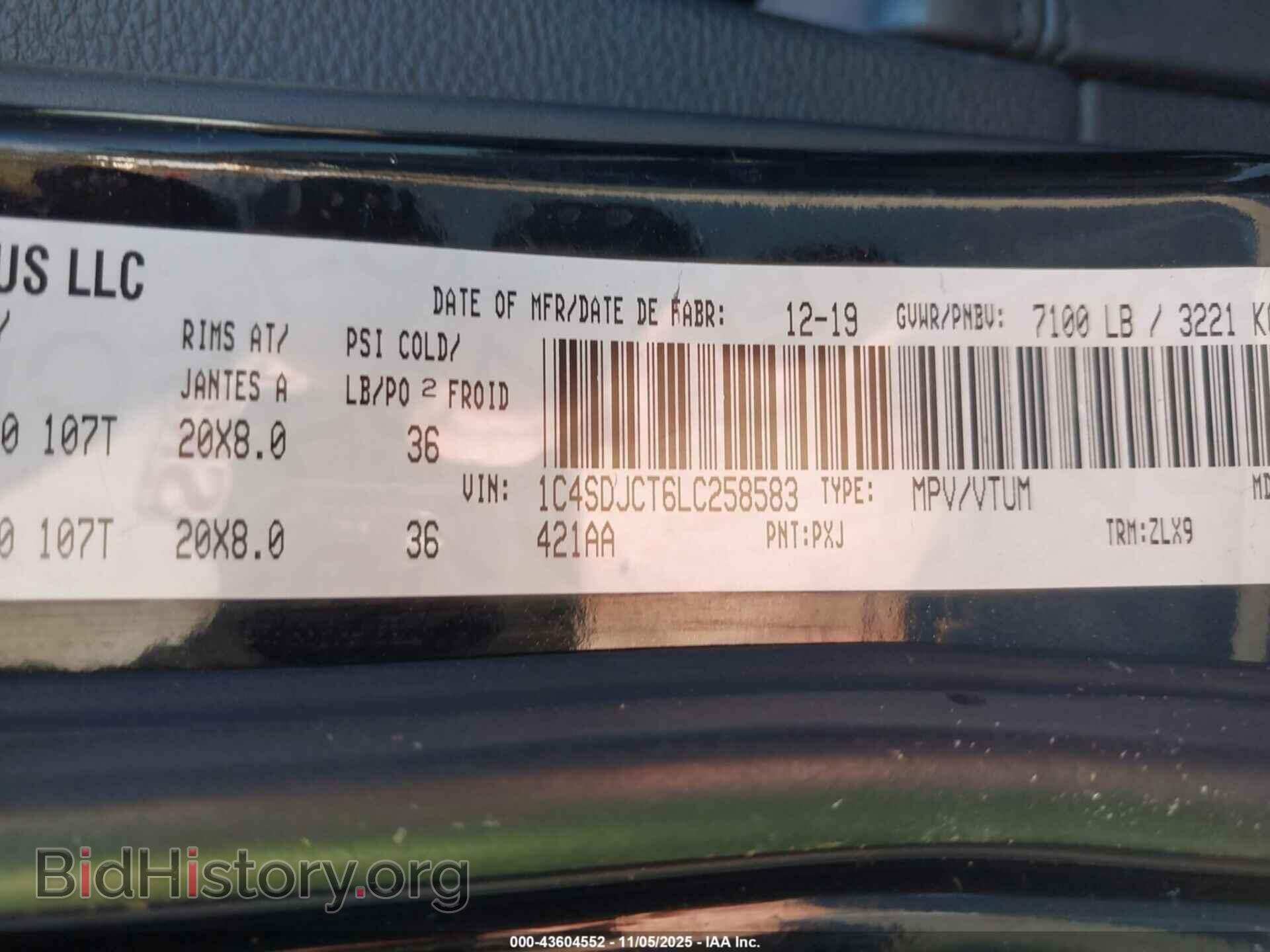 2020 DODGE DURANGO - VIN: 1C4SDJCT6LC258583 - Фото 9
