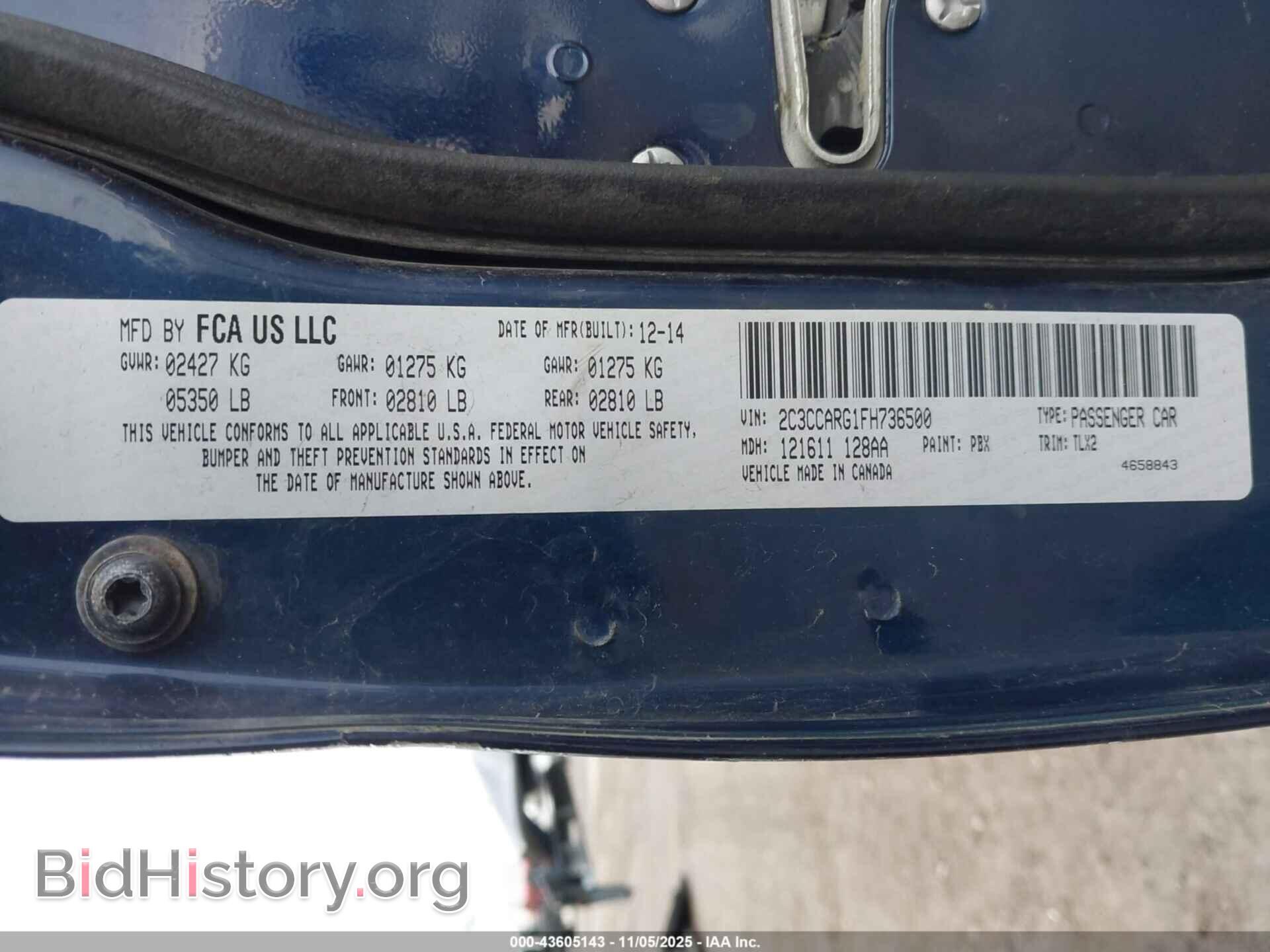 2015 CHRYSLER 300 - VIN: 2C3CCARG1FH736500 - Фото 9