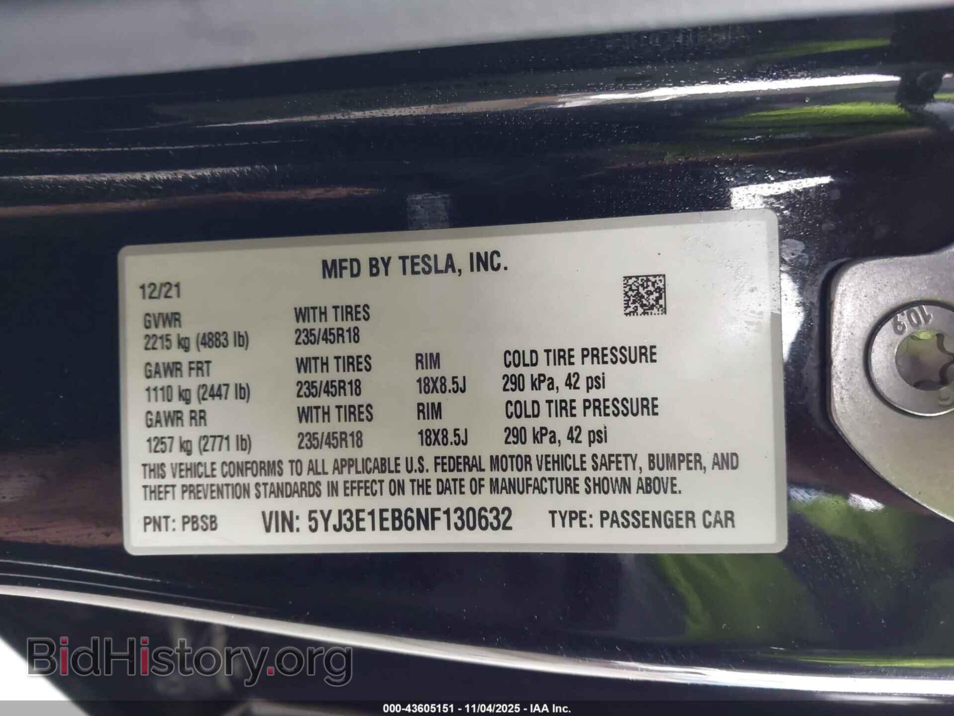 2022 TESLA MODEL 3 - VIN: 5YJ3E1EB6NF130632 - Фото 9