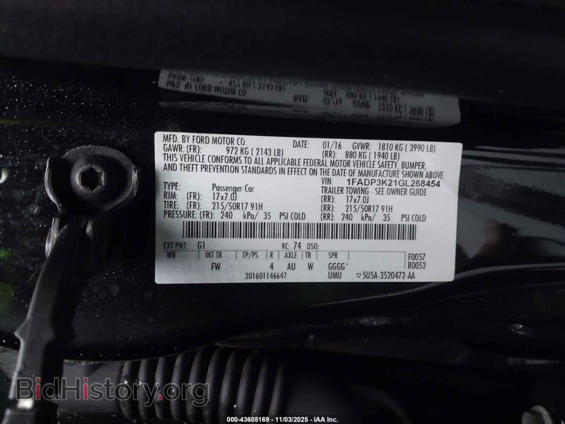 2016 FORD FOCUS - VIN: 1FADP3K21GL268454 - Фото 9