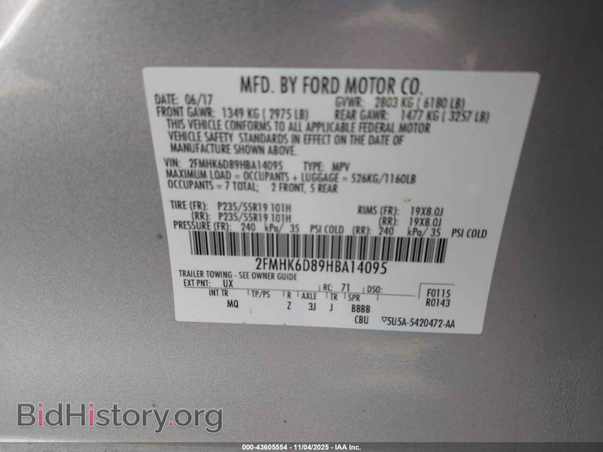 2017 FORD FLEX - VIN: 2FMHK6D89HBA14095 - Photo 9