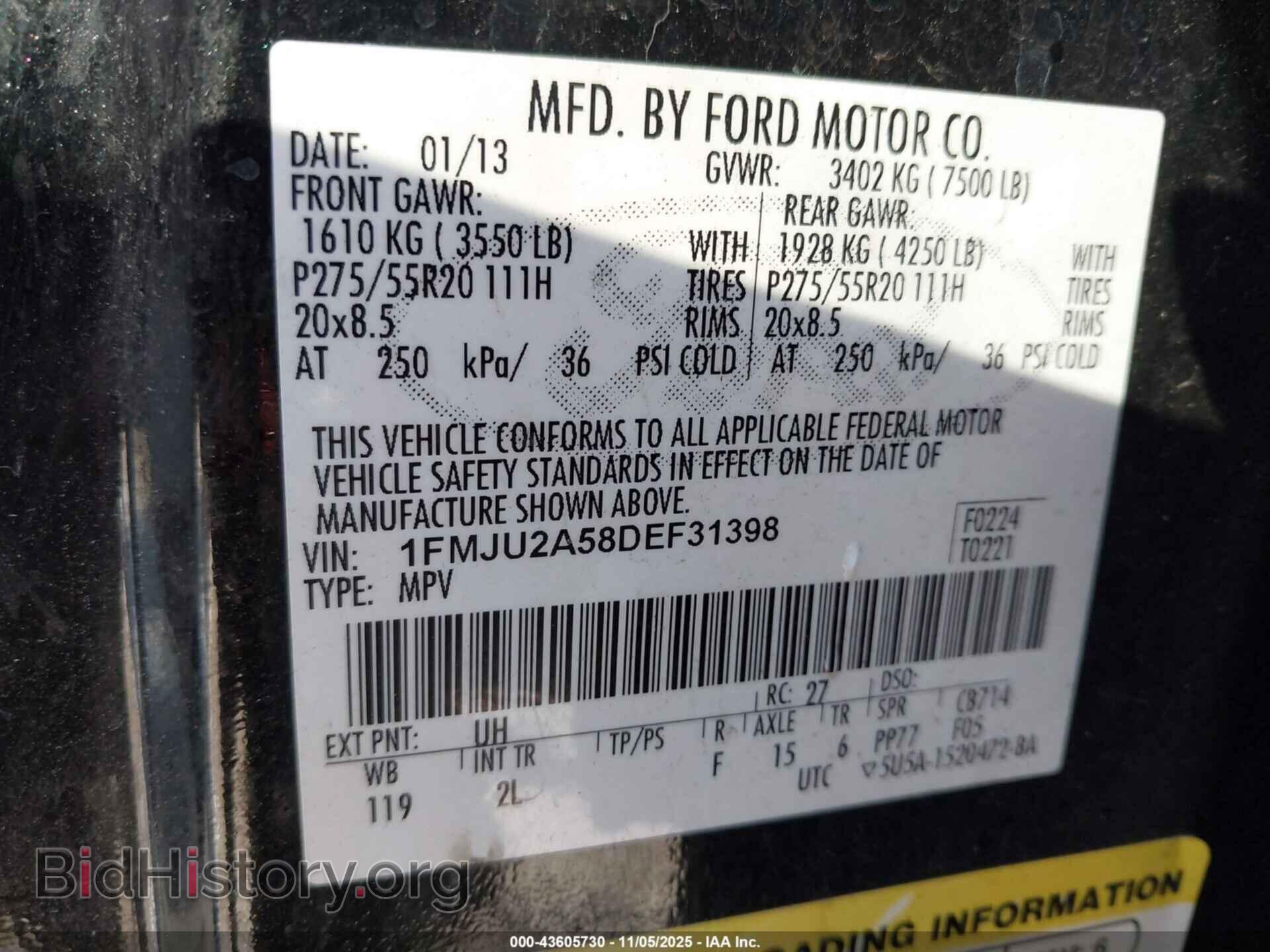 2013 FORD EXPEDITION - VIN: 1FMJU2A58DEF31398 - Фото 9