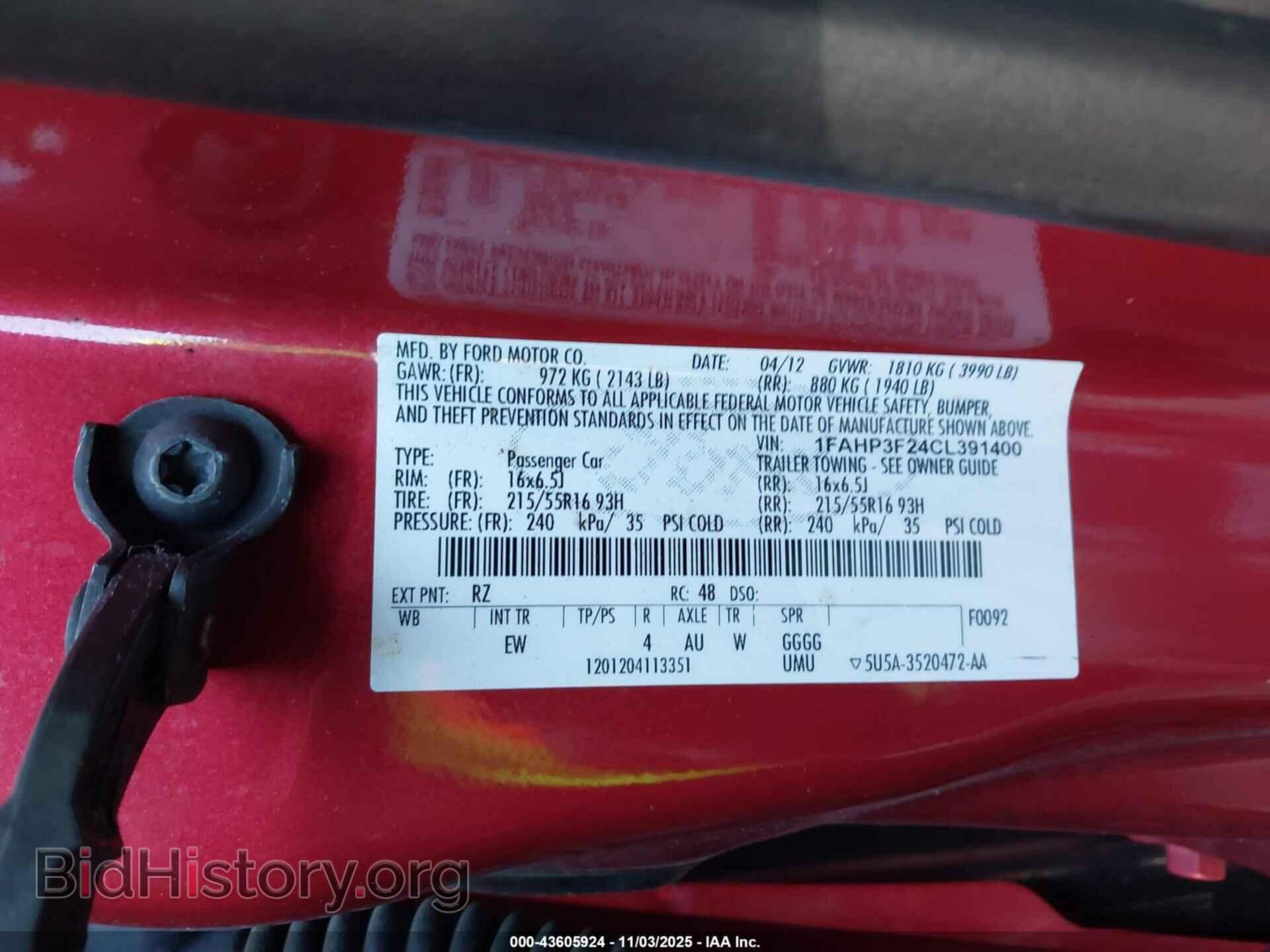 2012 FORD FOCUS - VIN: 1FAHP3F24CL391400 - Фото 9