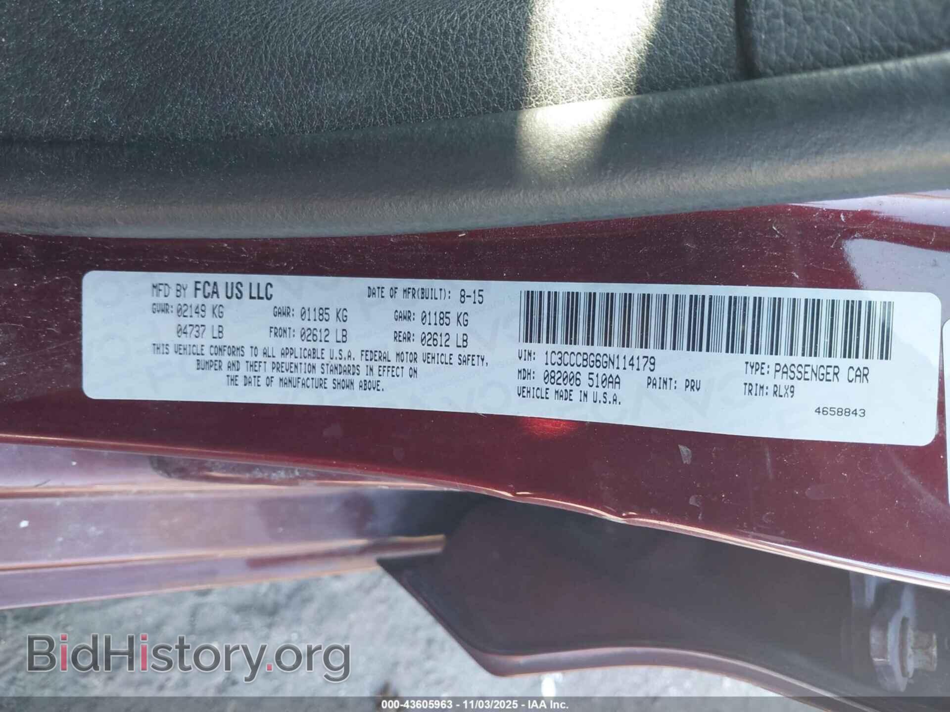 2016 CHRYSLER 200 - VIN: 1C3CCCBG6GN114179 - Фото 9