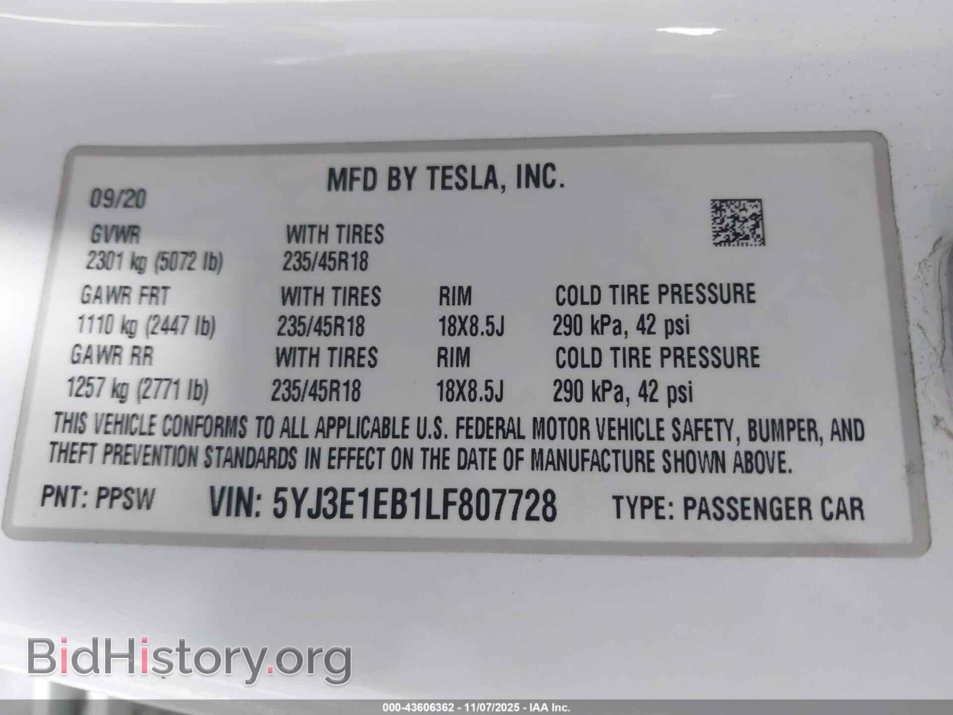 2020 TESLA MODEL 3 - VIN: 5YJ3E1EB1LF807728 - Photo 9