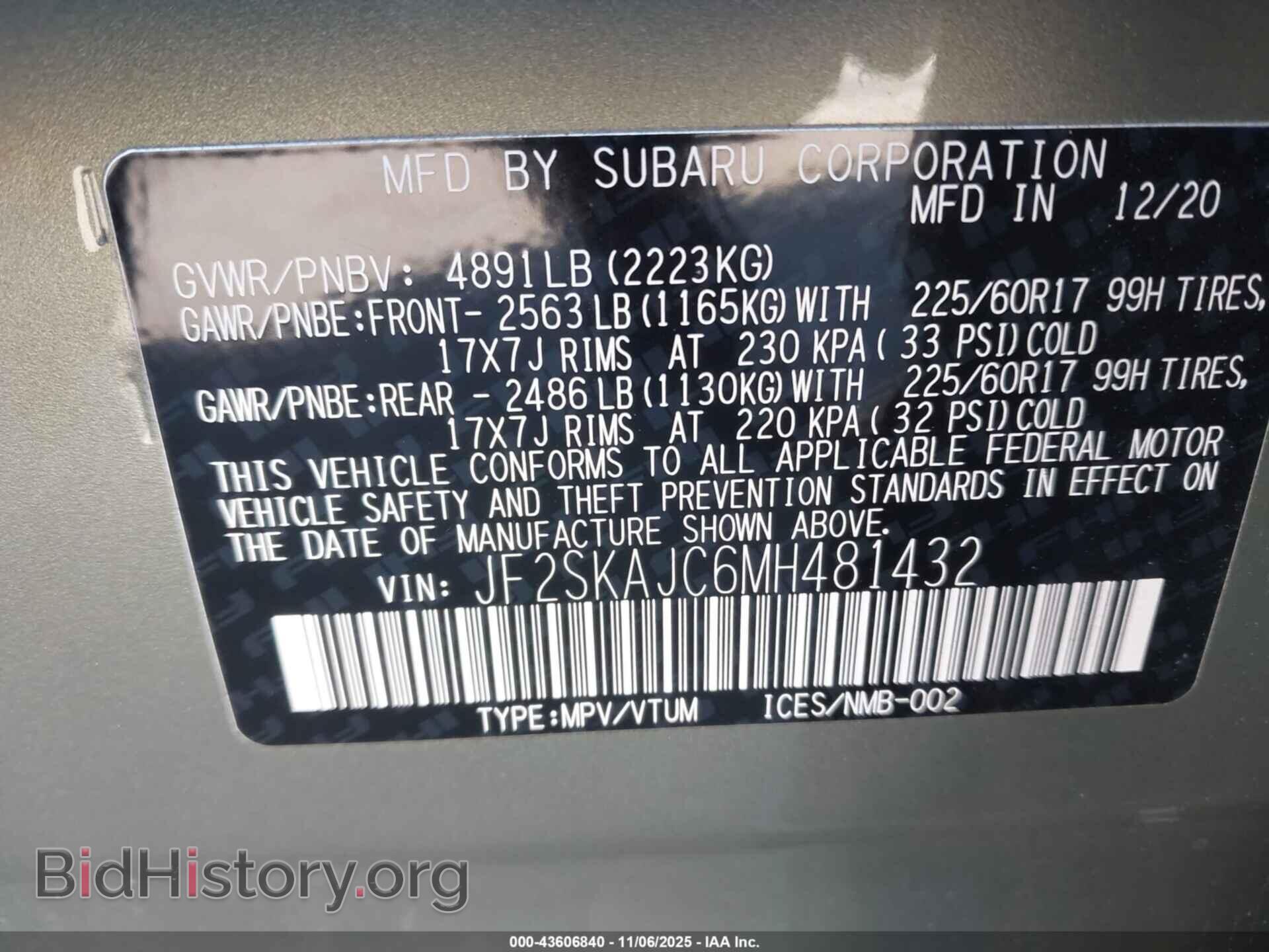2021 SUBARU FORESTER - VIN: JF2SKAJC6MH481432 - Фото 9