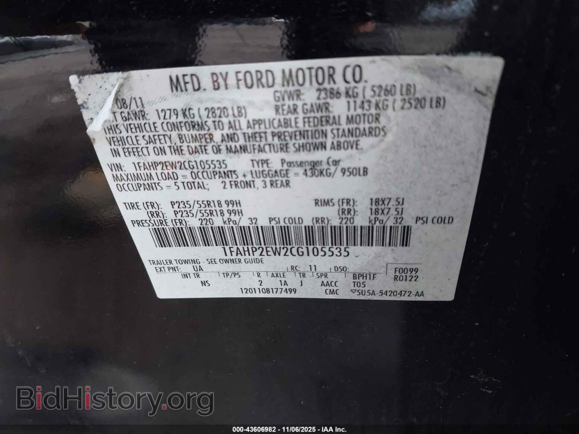 2012 FORD TAURUS - VIN: 1FAHP2EW2CG105535 - Photo 9