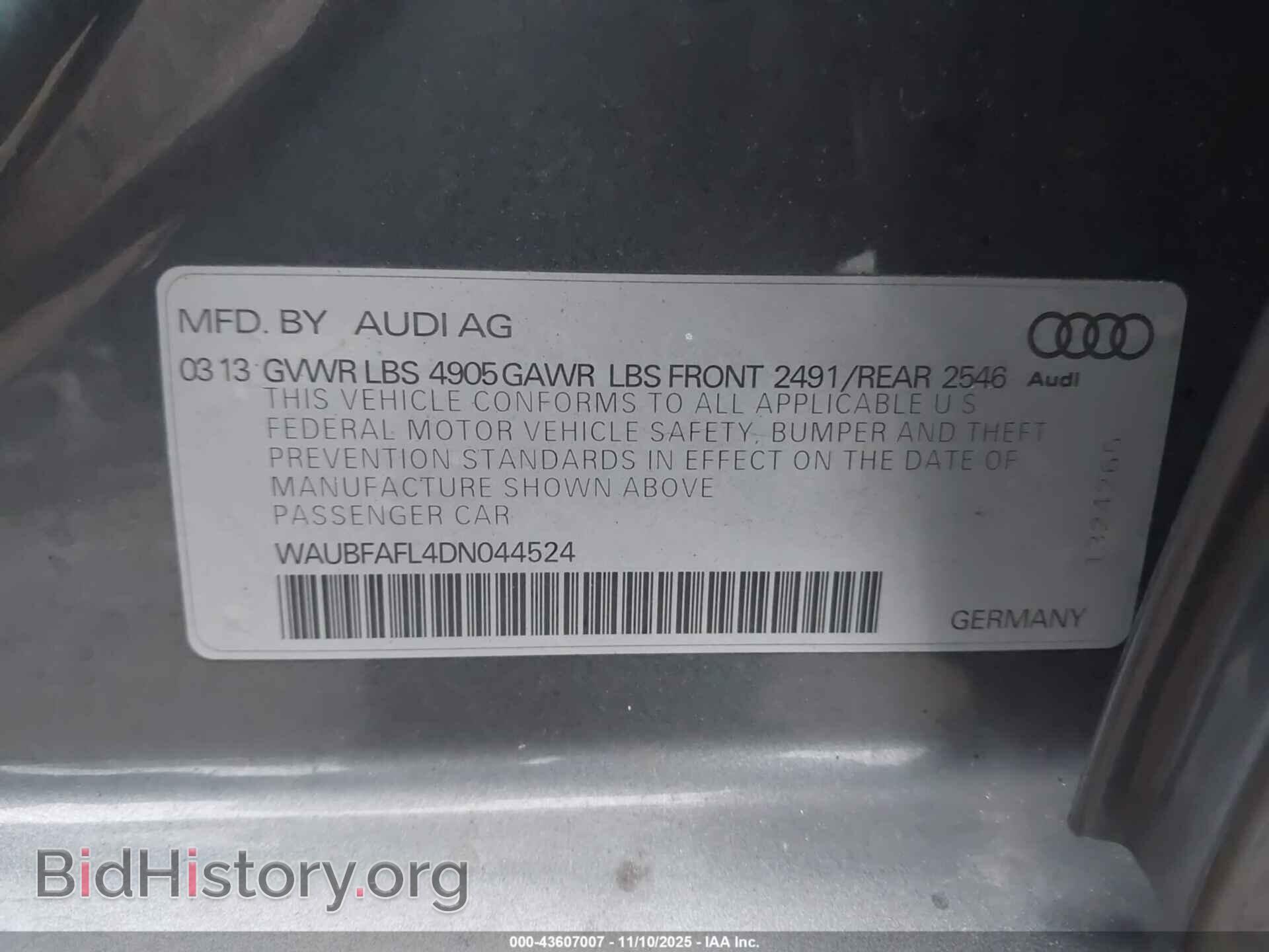 2013 AUDI A4 - VIN: WAUBFAFL4DN044524 - Photo 9