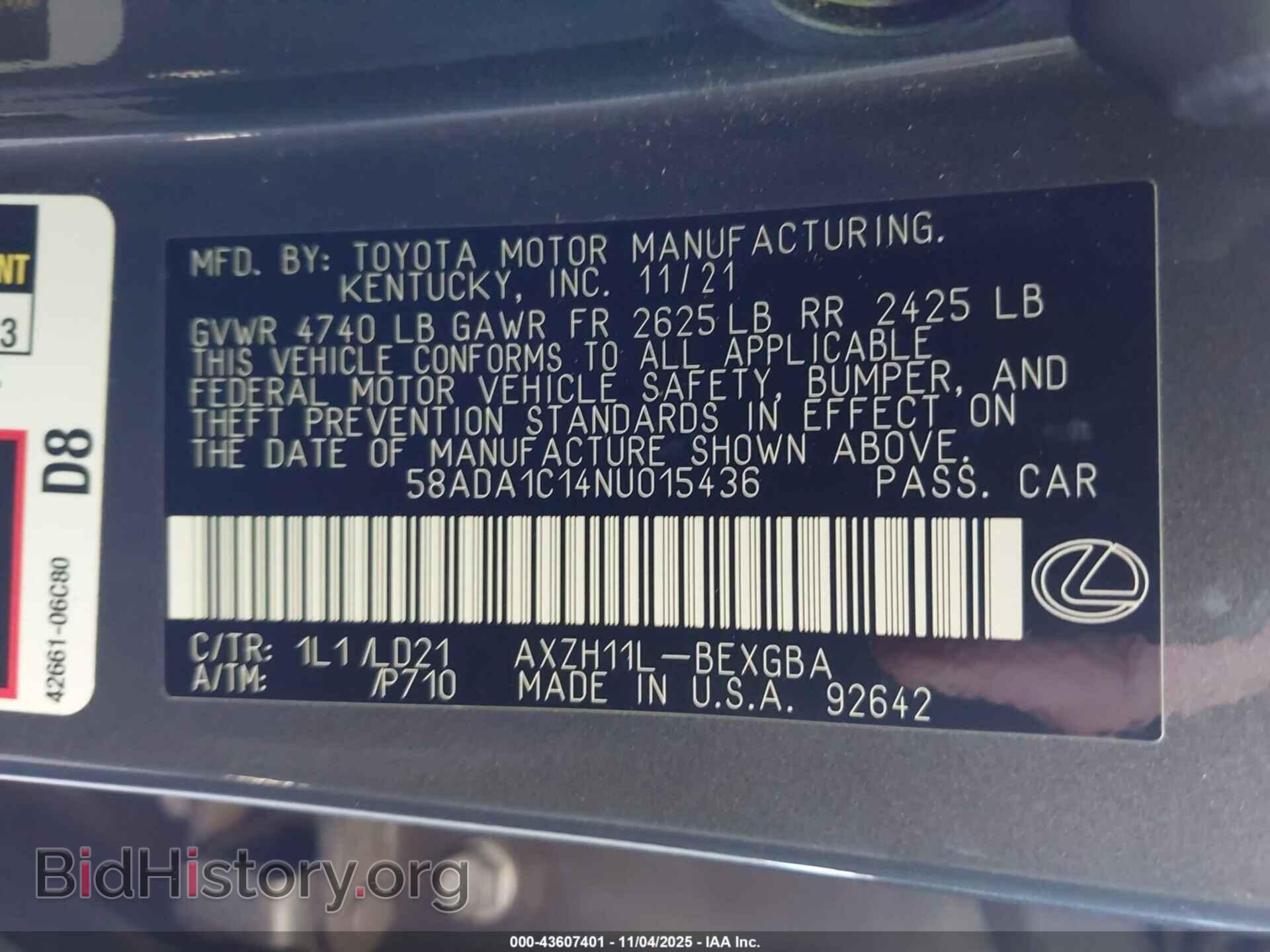 2022 LEXUS ES 300H - VIN: 58ADA1C14NU015436 - Фото 9