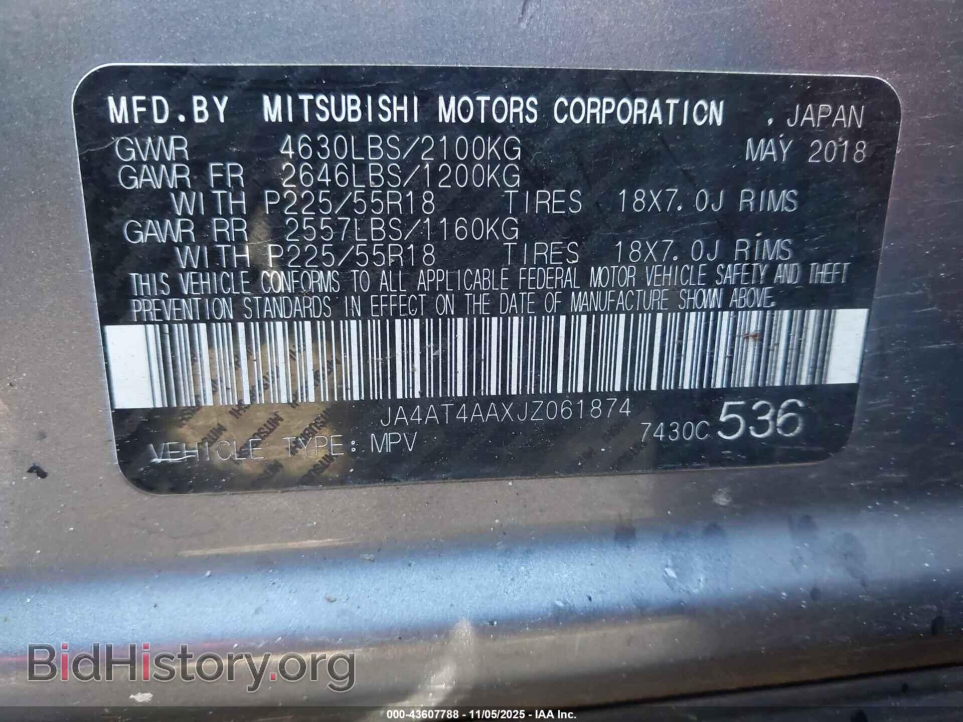 2018 MITSUBISHI ECLIPSE CROSS - VIN: JA4AT4AAXJZ061874 - Фото 9