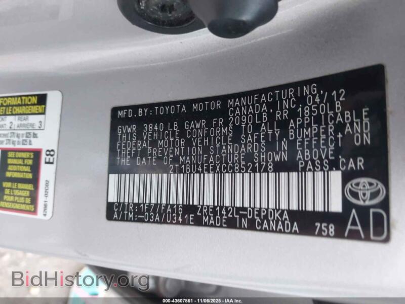 2012 Toyota COROLLA (VIN 2T1BU4EEXCC852178) — photo 9 of 16