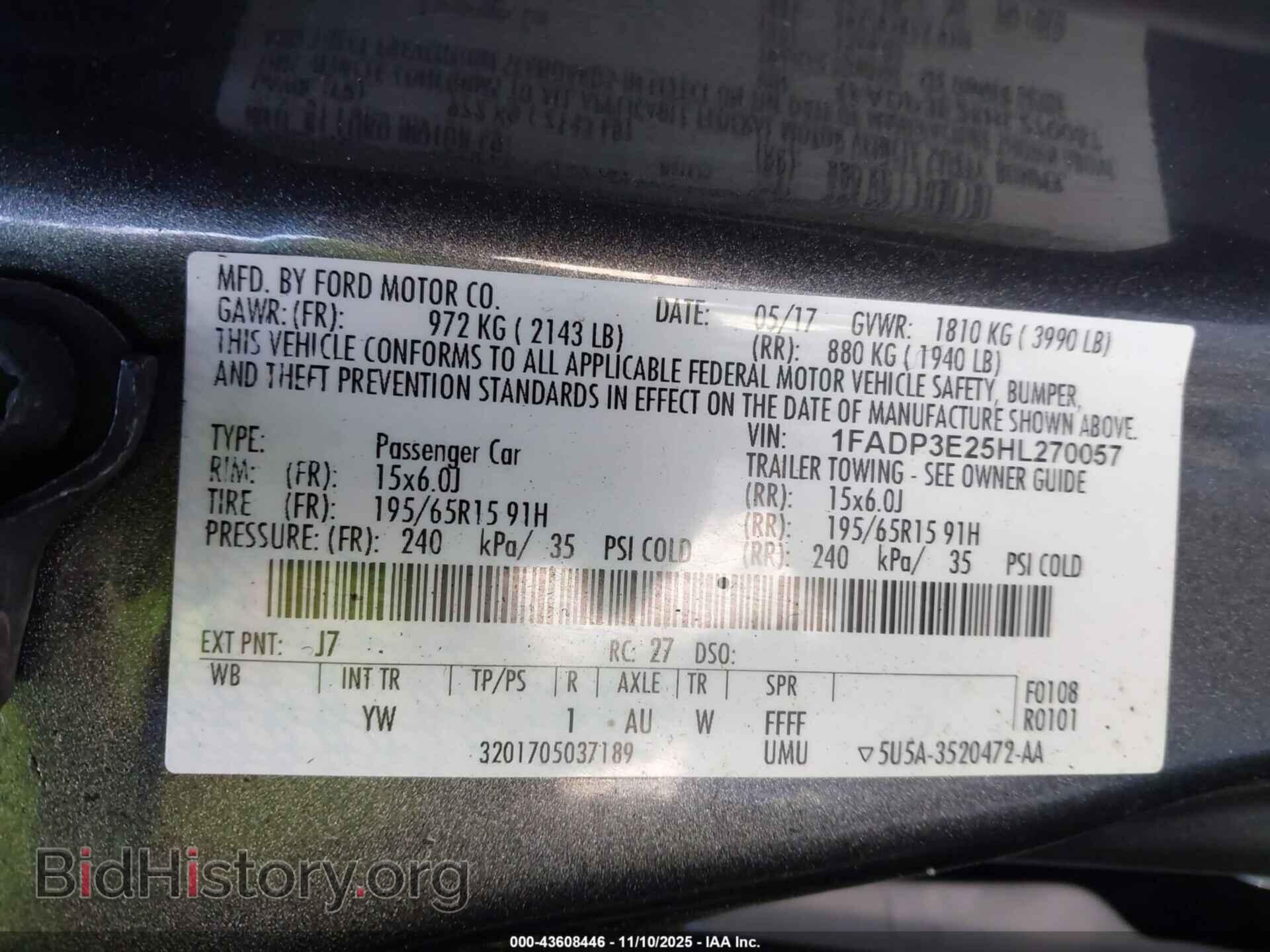 2017 FORD FOCUS - VIN: 1FADP3E25HL270057 - Фото 9