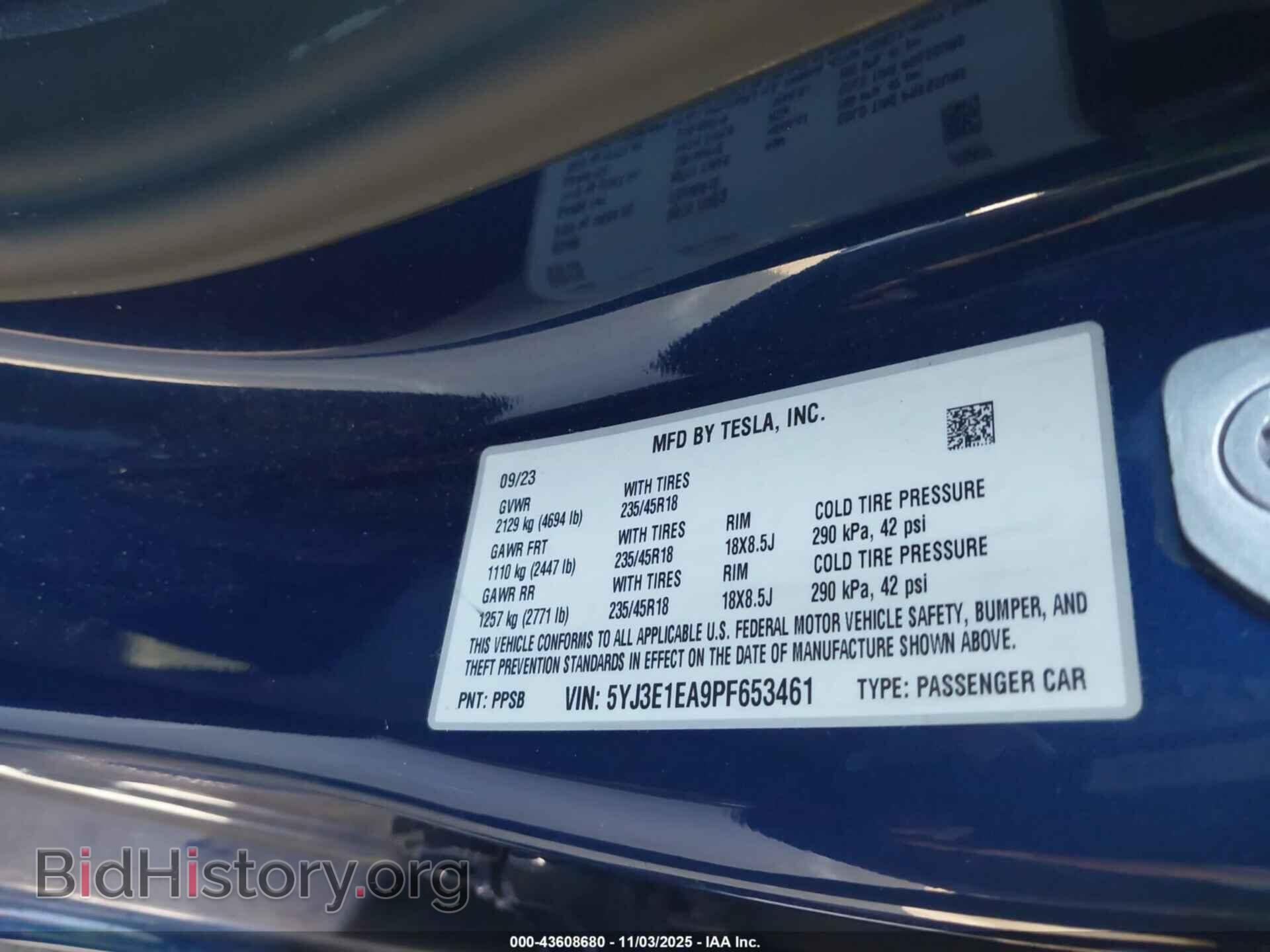 2023 TESLA MODEL 3 - VIN: 5YJ3E1EA9PF653461 - Photo 9
