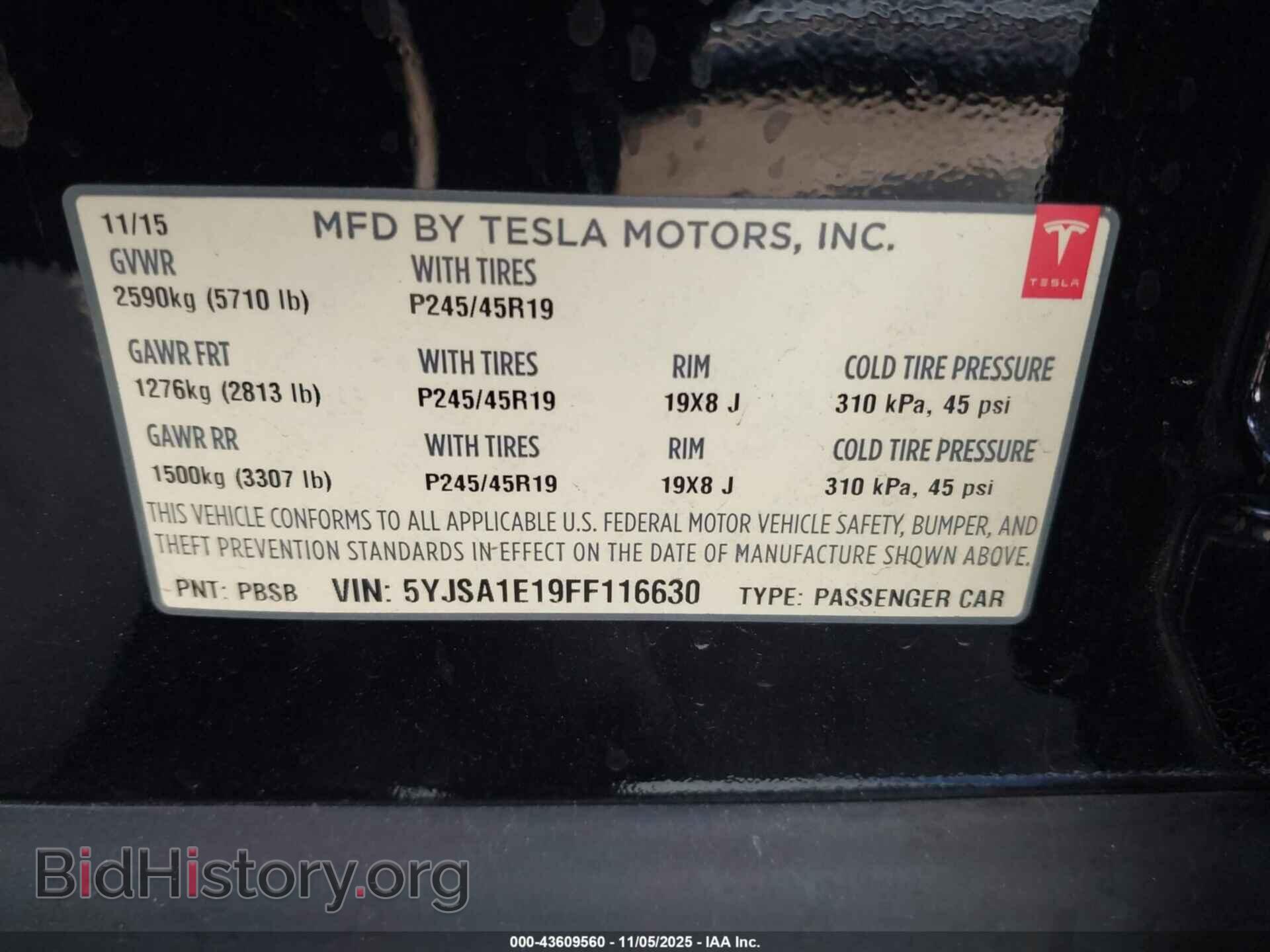 2015 TESLA MODEL S - VIN: 5YJSA1E19FF116630 - Photo 9