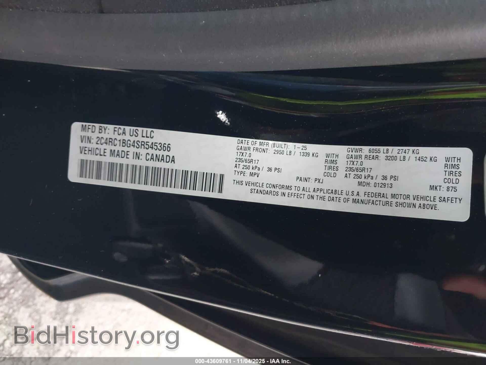 2025 CHRYSLER PACIFICA - VIN: 2C4RC1BG4SR545366 - Фото 9