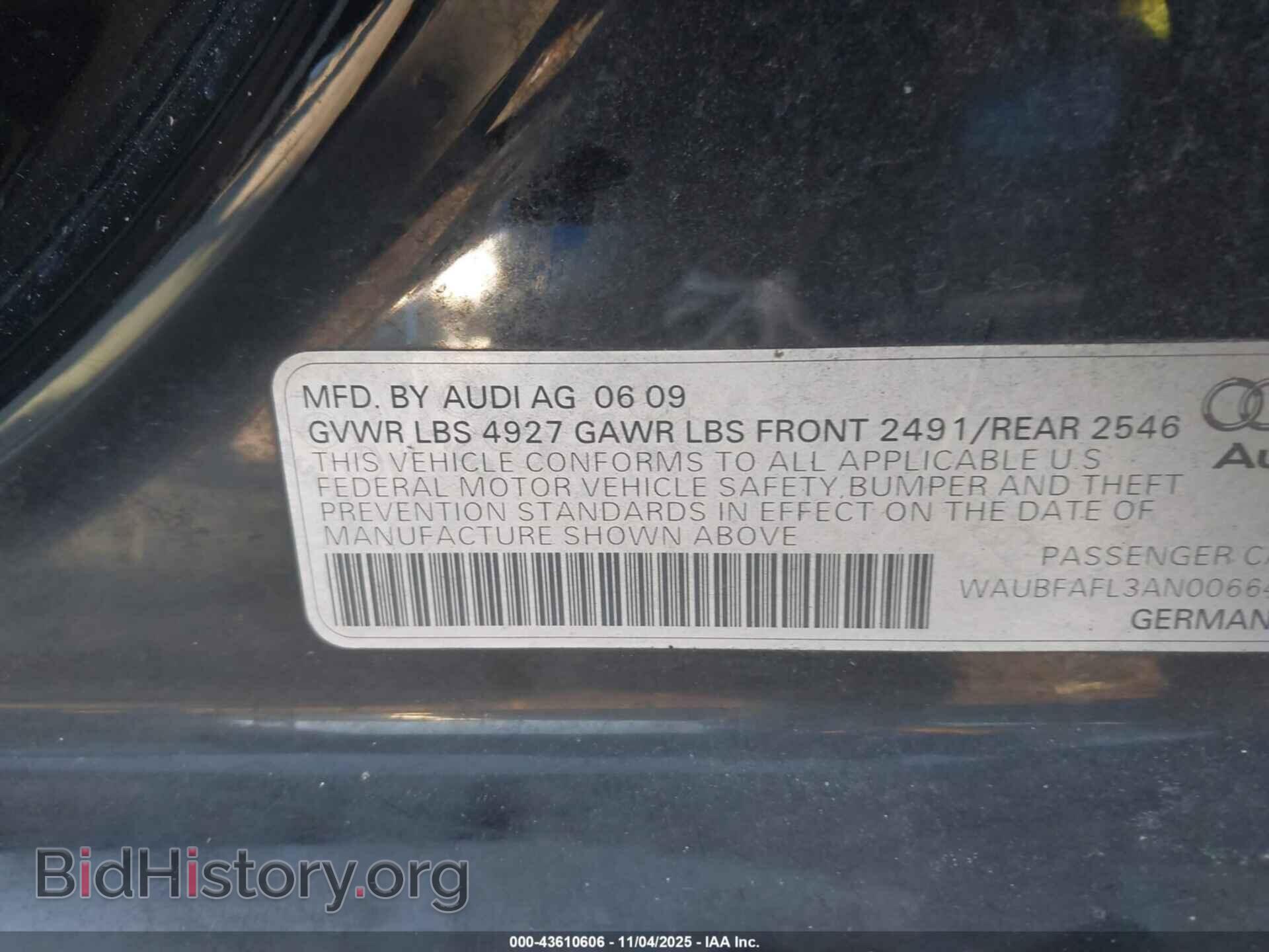 2010 AUDI A4 - VIN: WAUBFAFL3AN006648 - Фото 9