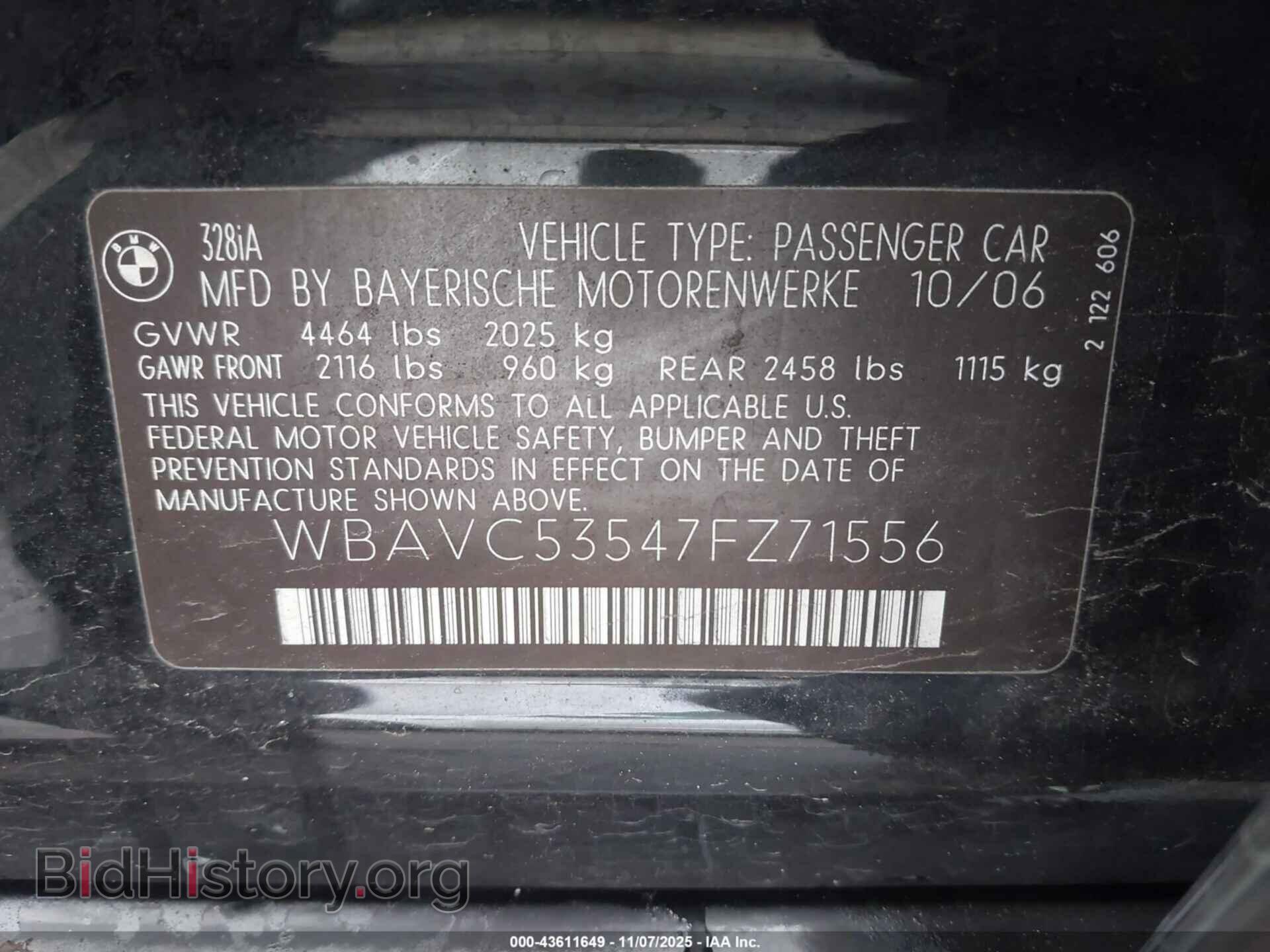 2007 BMW 328I - VIN: WBAVC53547FZ71556 - Фото 9