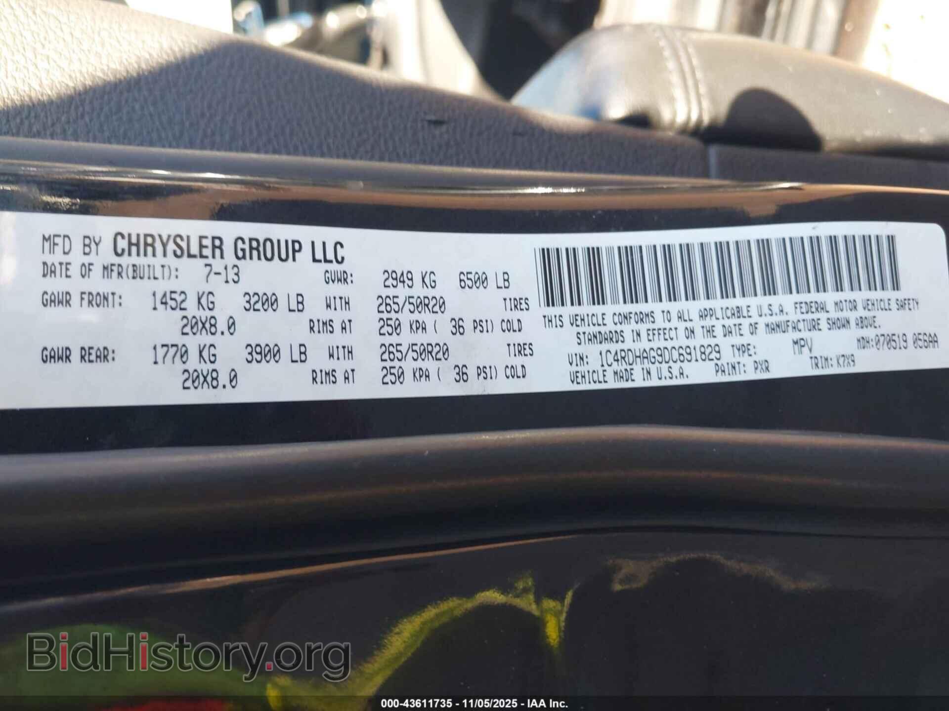 2013 DODGE DURANGO - VIN: 1C4RDHAG9DC691829 - Photo 9
