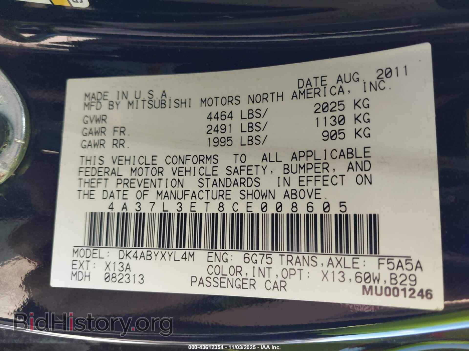 2012 MITSUBISHI ECLIPSE SPYDER - VIN: 4A37L3ET8CE008605 - Photo 9