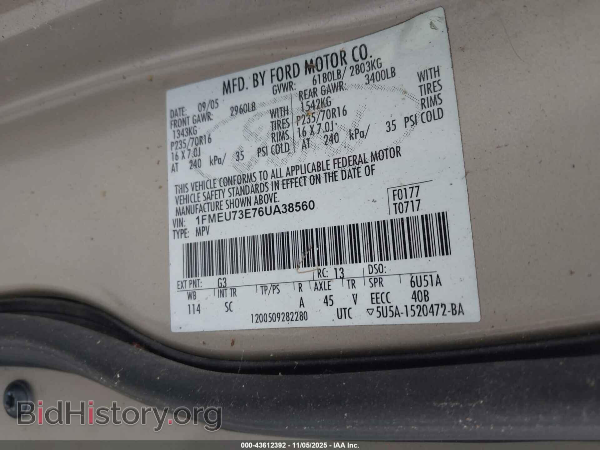 2006 FORD EXPLORER - VIN: 1FMEU73E76UA38560 - Фото 9