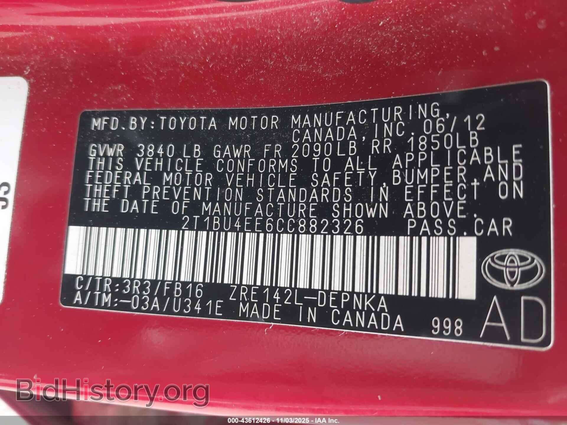 2012 TOYOTA COROLLA - VIN: 2T1BU4EE6CC882232 - Фото 9