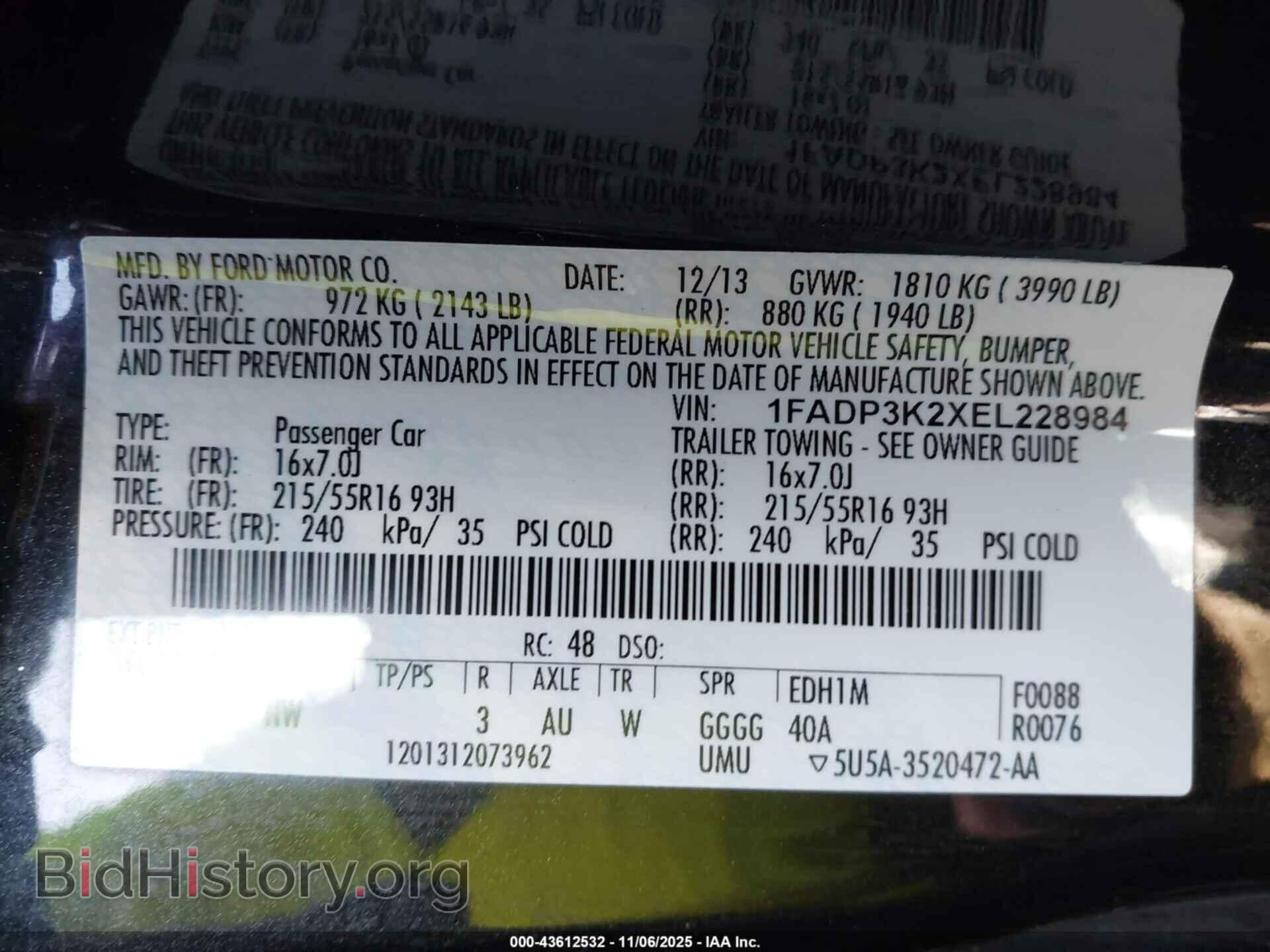 2014 FORD FOCUS - VIN: 1FADP3K2XEL228984 - Фото 9