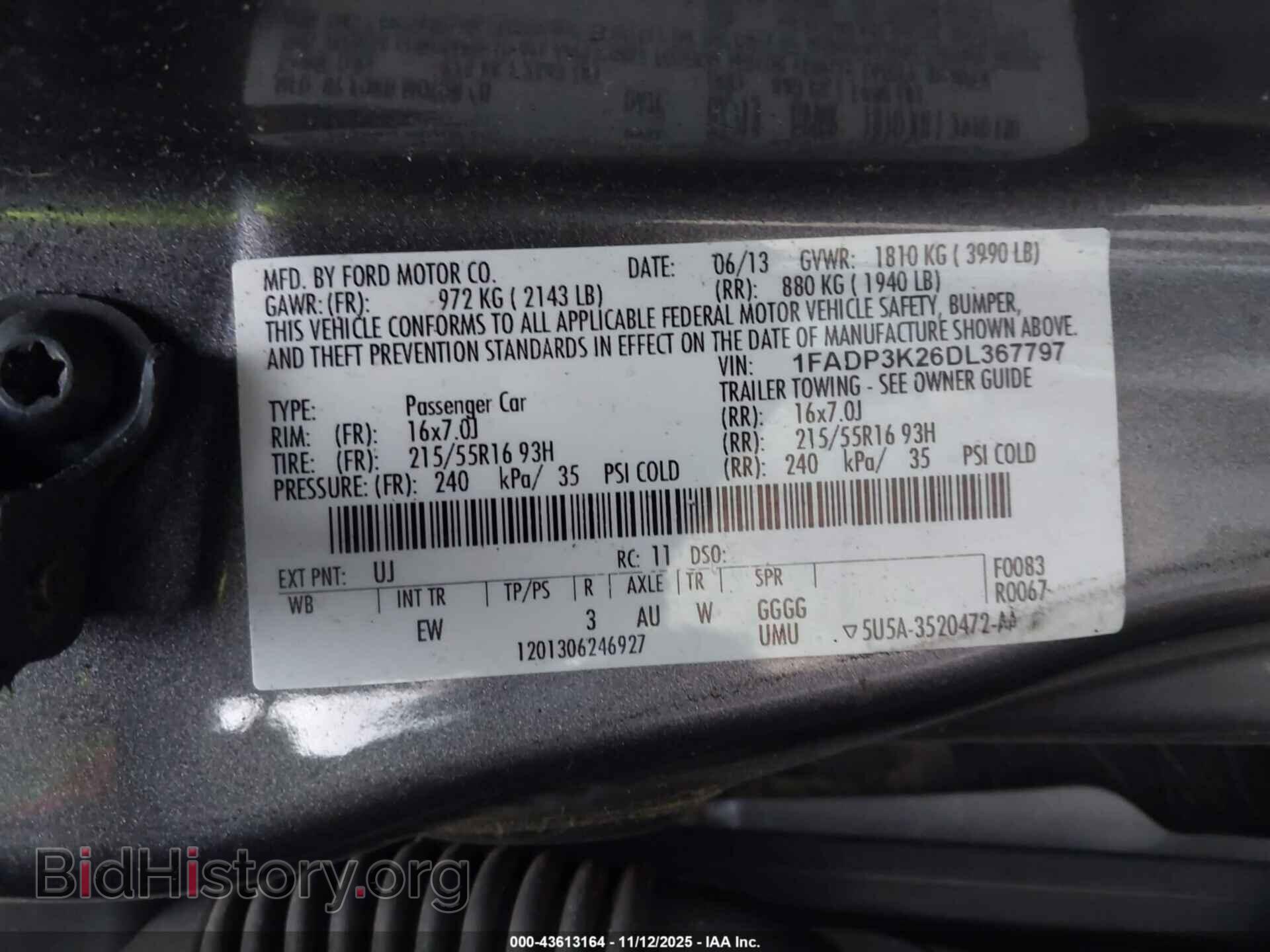 2013 FORD FOCUS - VIN: 1FADP3K26DL367797 - Фото 9