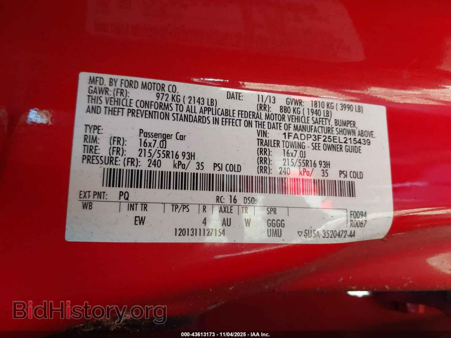 2014 FORD FOCUS - VIN: 1FADP3F25EL215439 - Фото 9