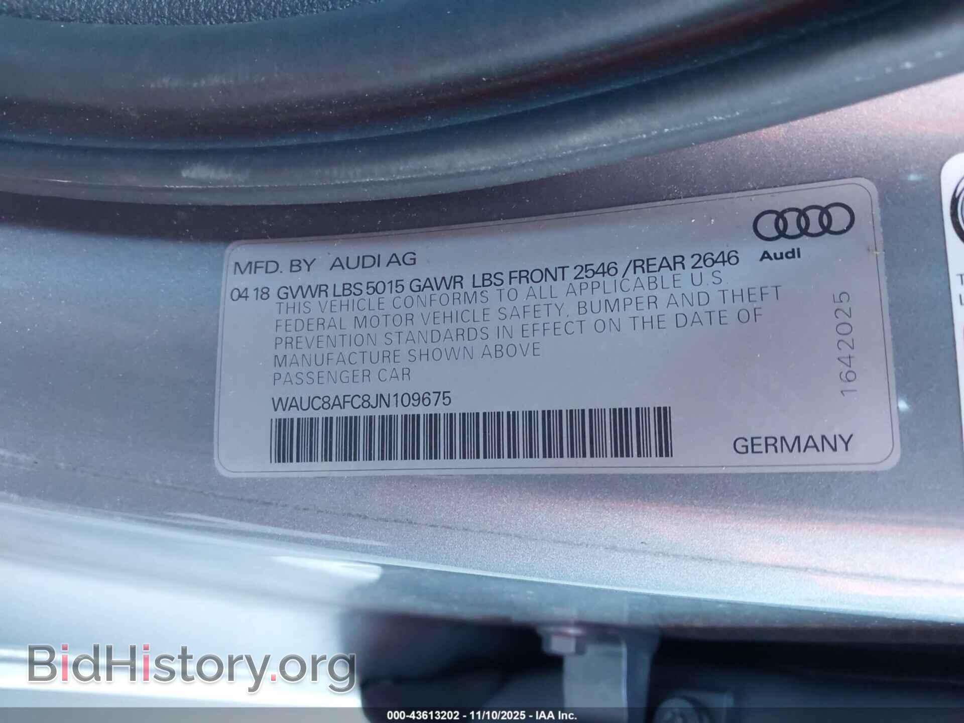 2018 AUDI A6 - VIN: WAUC8AFC8JN109675 - Фото 9