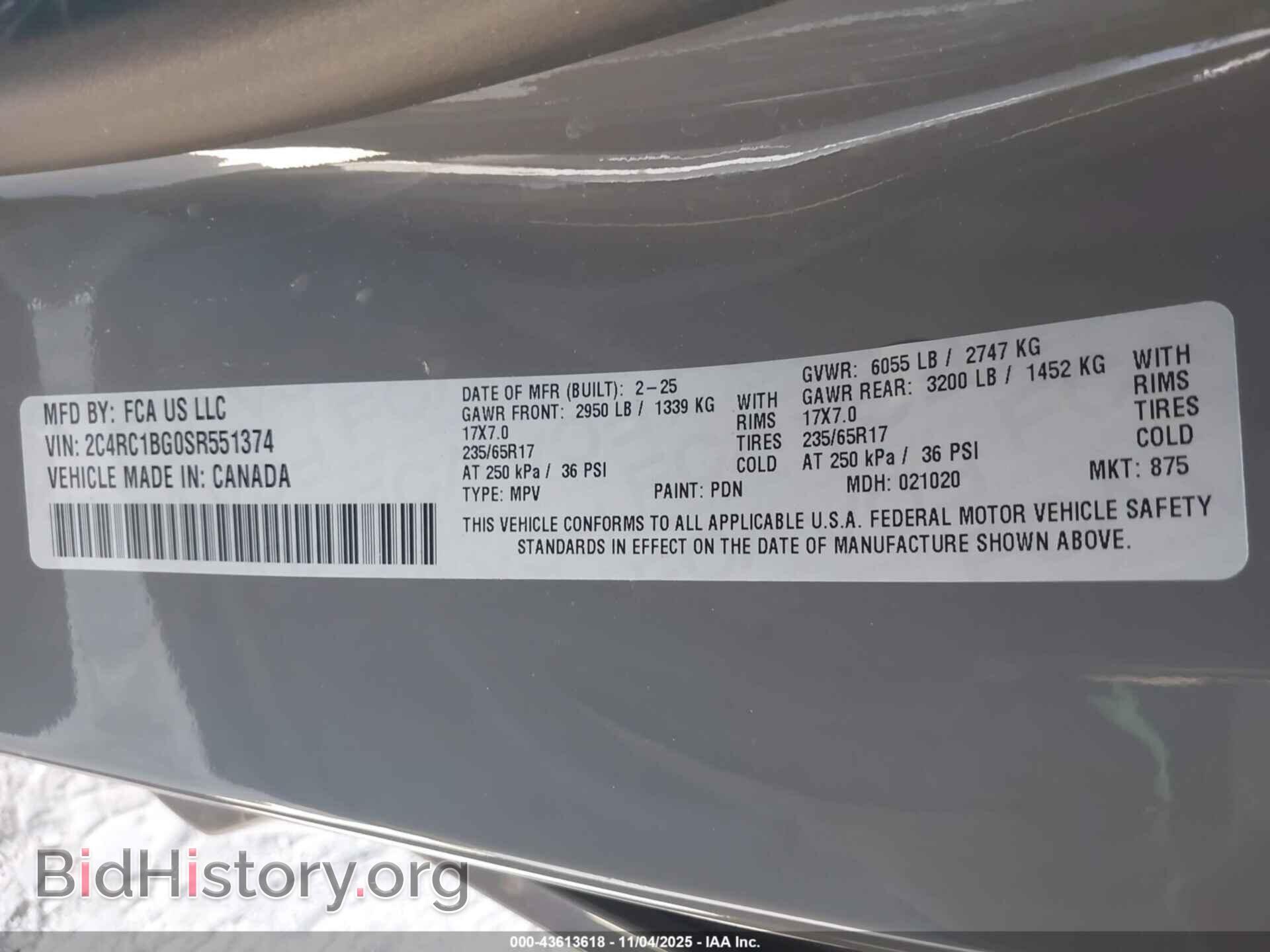 2025 CHRYSLER PACIFICA - VIN: 2C4RC1BG0SR551374 - Photo 9