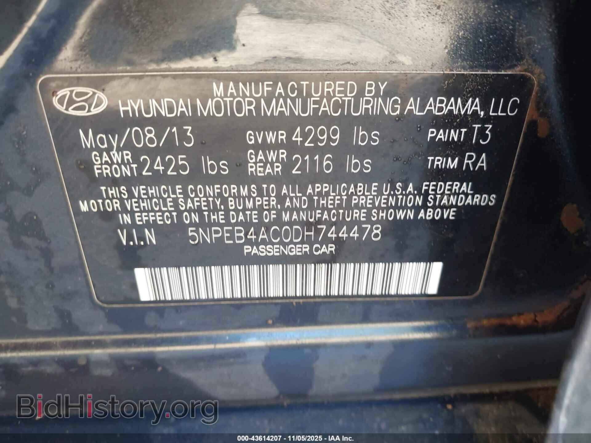 2013 HYUNDAI SONATA - VIN: 5NPEB4AC0DH744478 - Фото 9