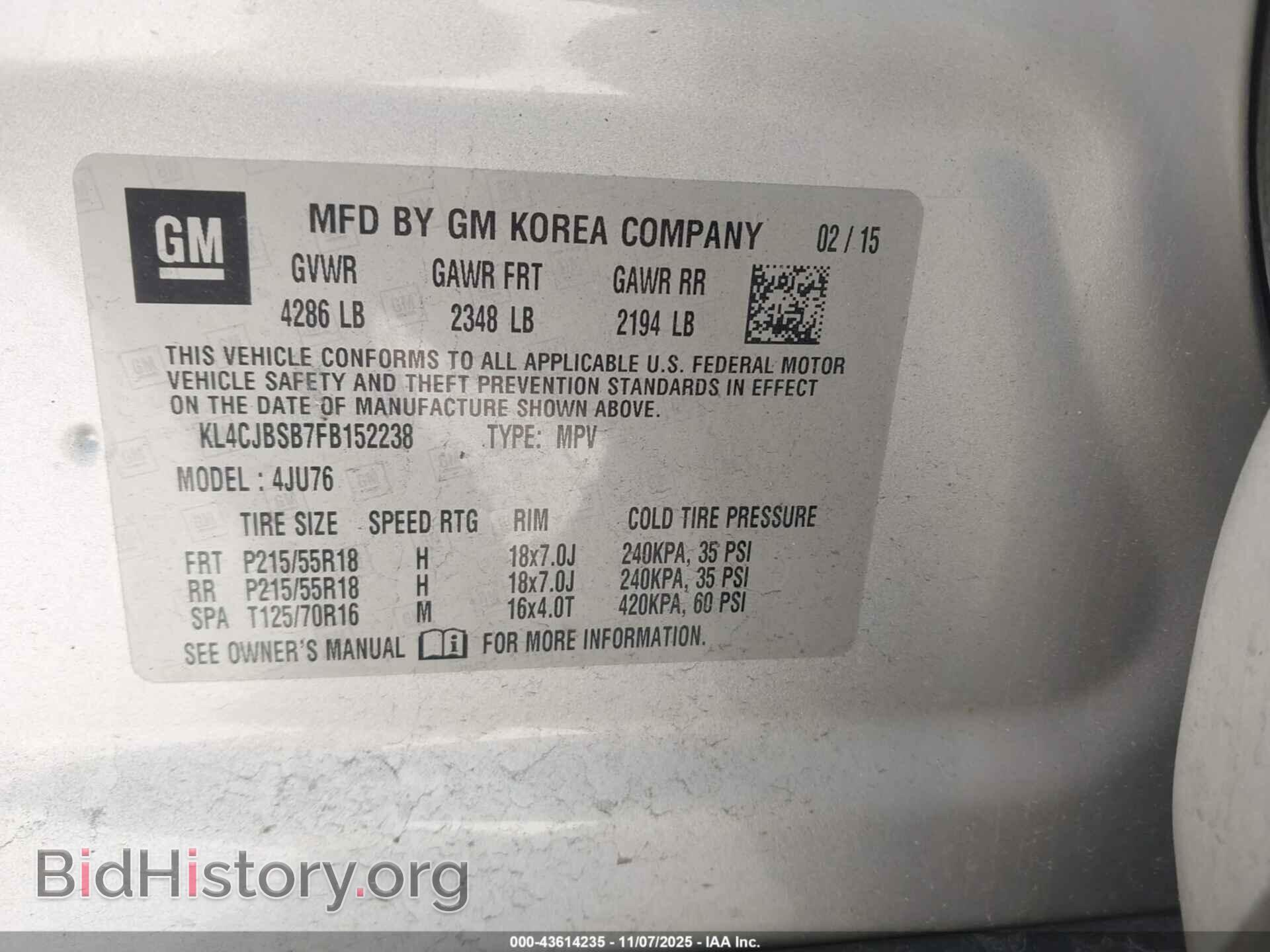 2015 BUICK ENCORE - VIN: KL4CJBSB7FB152238 - Фото 9