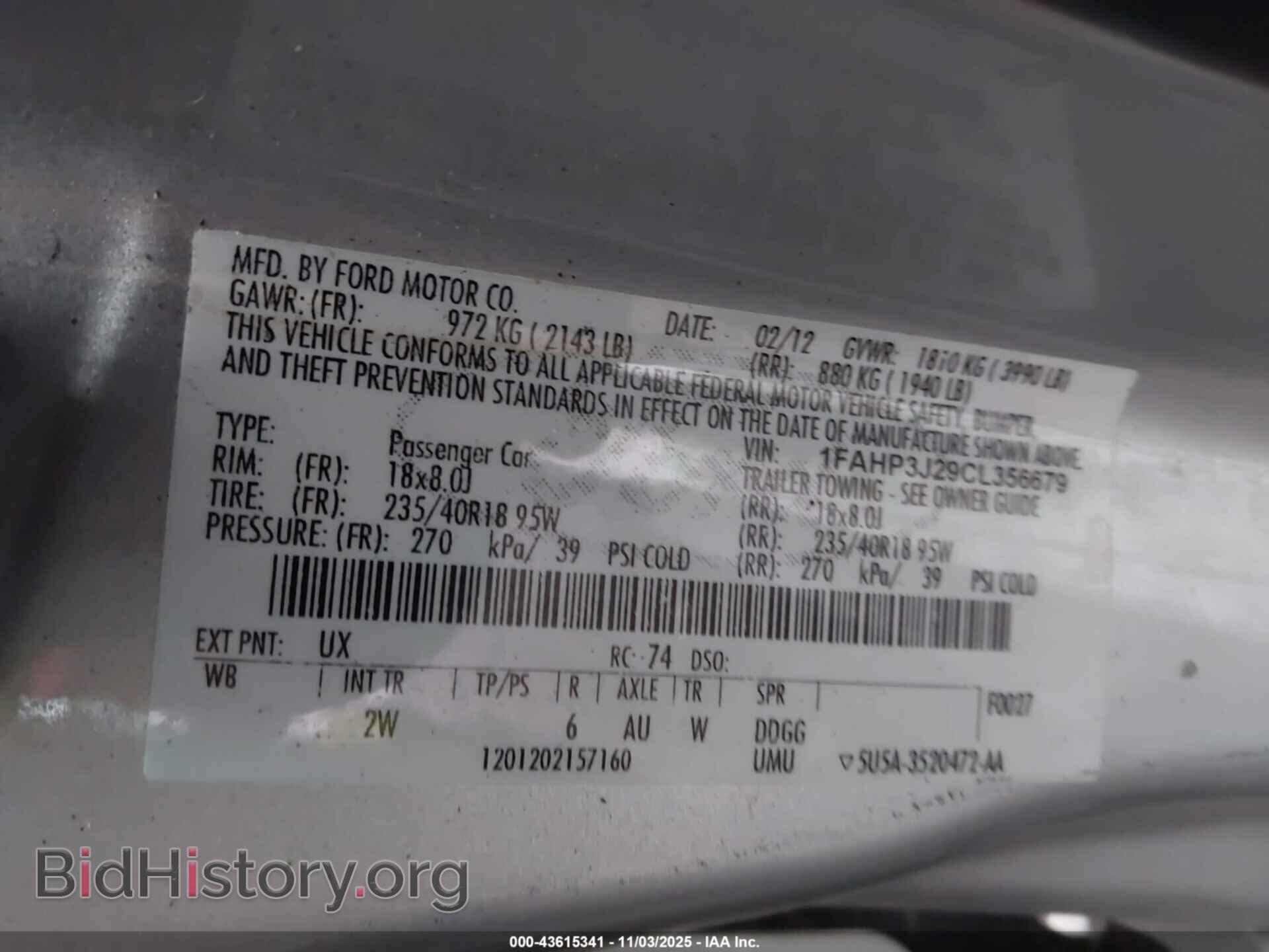 2012 FORD FOCUS - VIN: 1FAHP3J29CL356679 - Фото 9