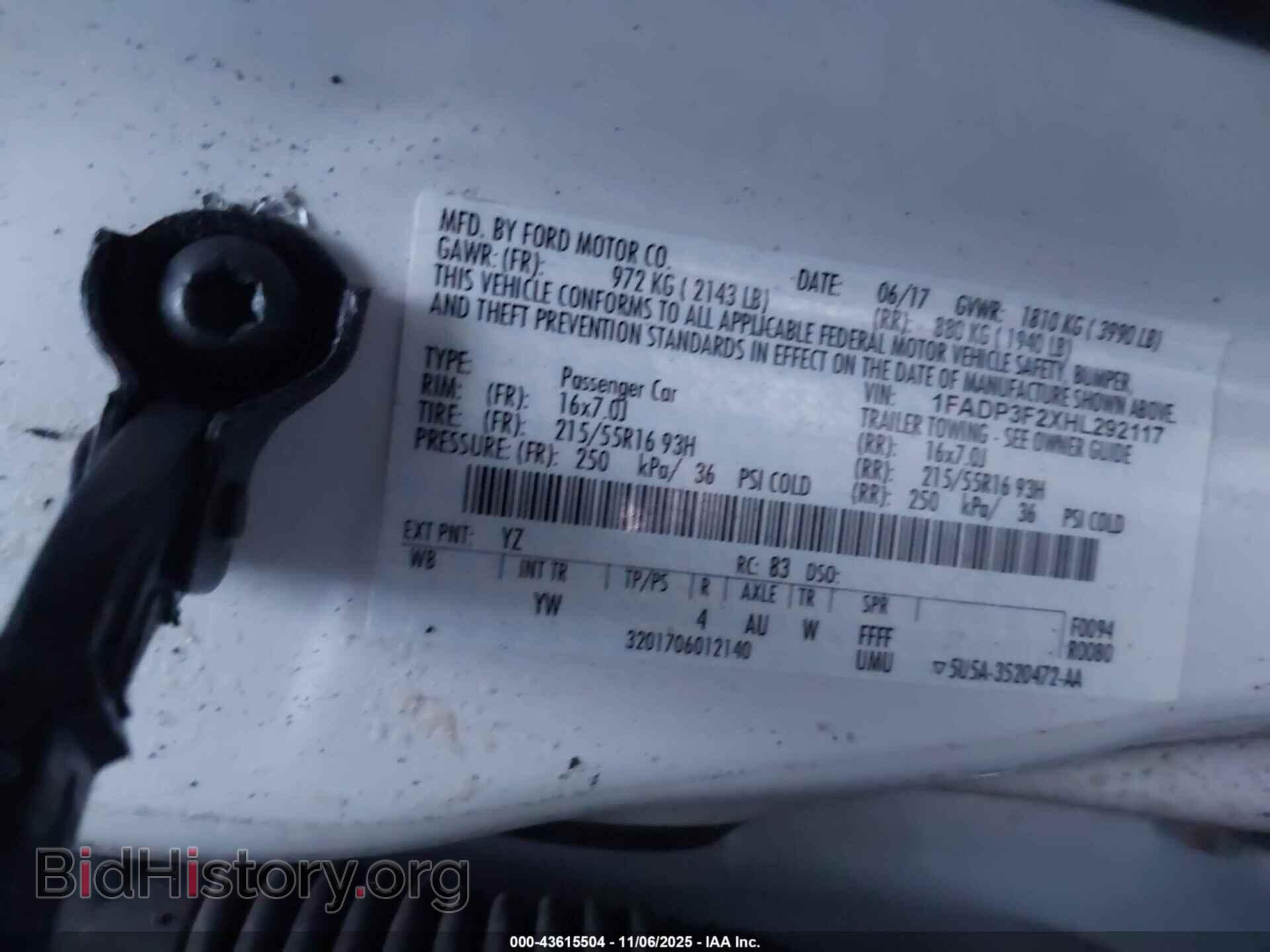 2017 FORD FOCUS - VIN: 1FADP3F2XHL292117 - Фото 9