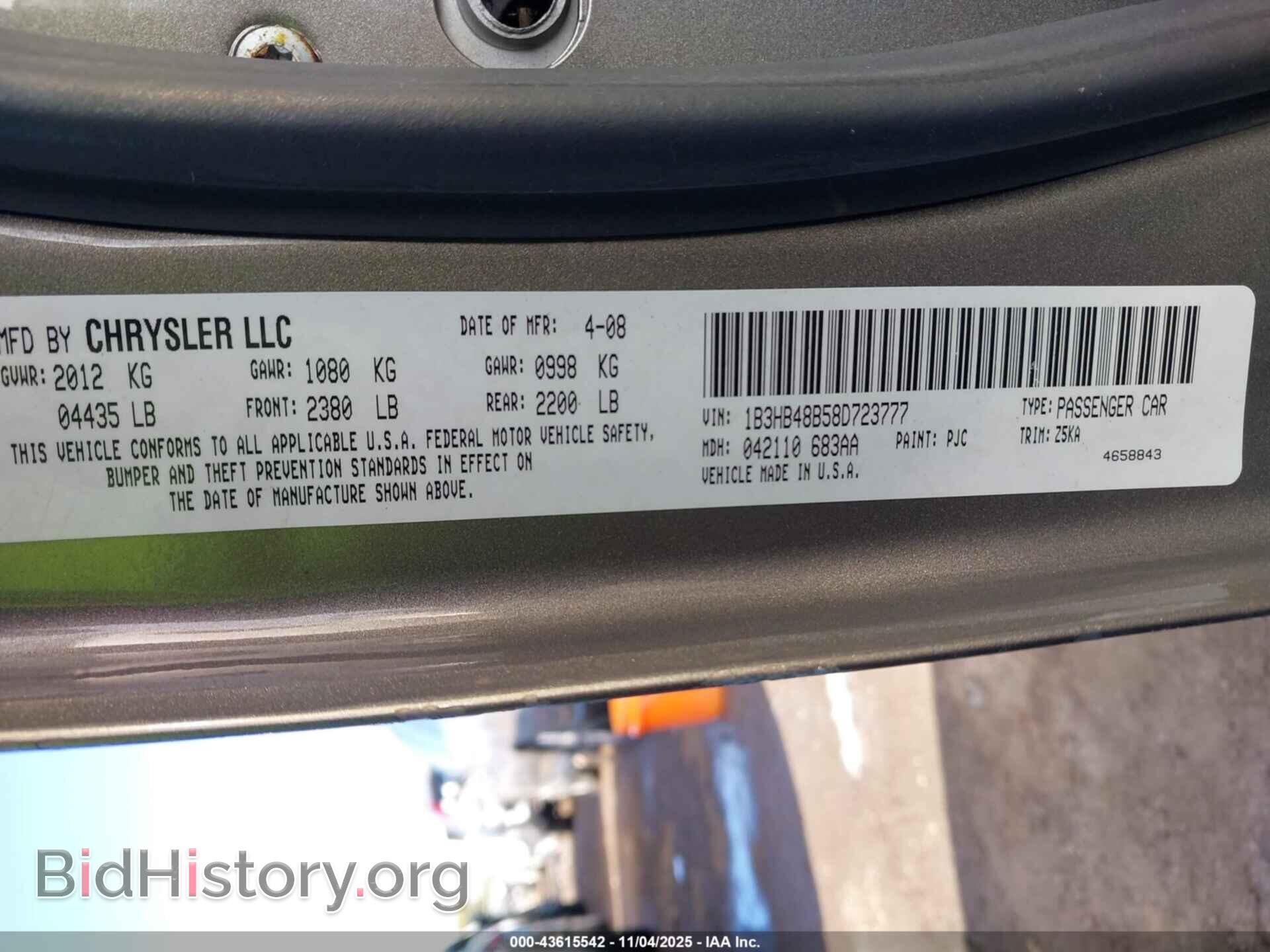 2008 DODGE CALIBER - VIN: 1B3HB48B58D723777 - Фото 9
