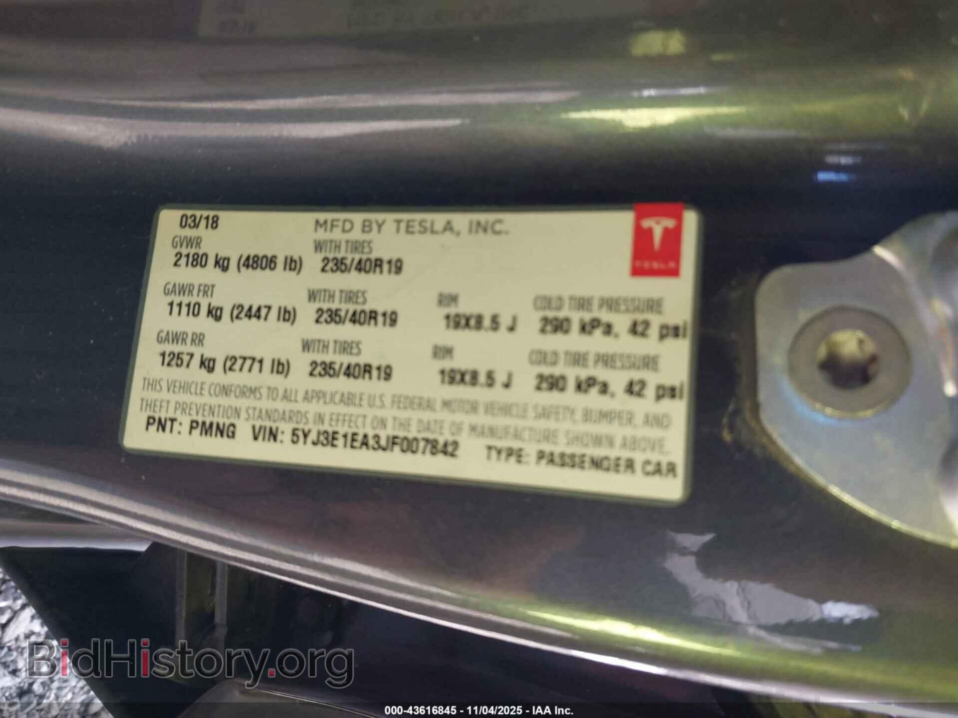 2018 TESLA MODEL 3 - VIN: 5YJ3E1EA3JF007842 - Photo 9