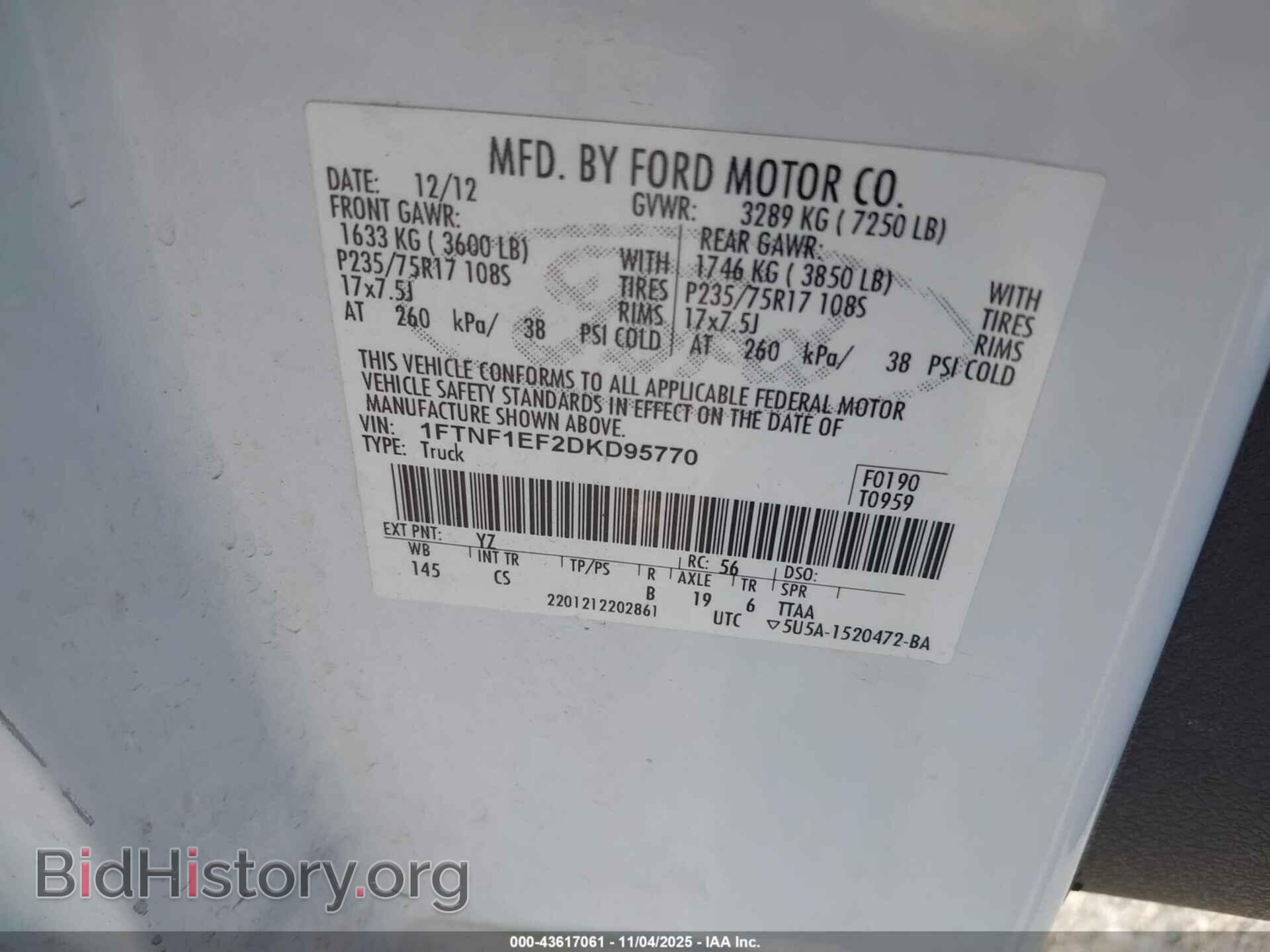 2013 FORD F-150 - VIN: 1FTNF1EF2DKD95770 - Фото 9