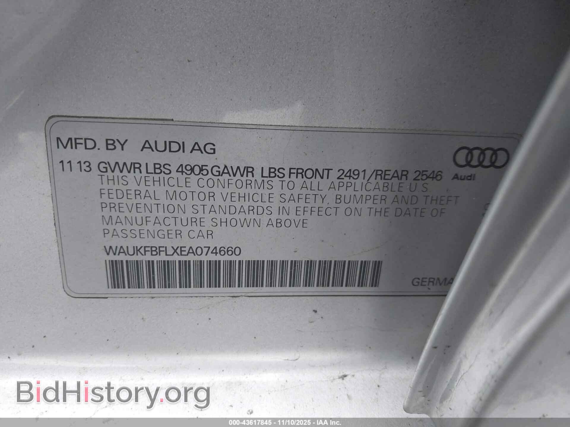 2014 AUDI A4 - VIN: WAUKFBFLXEA074660 - Фото 9