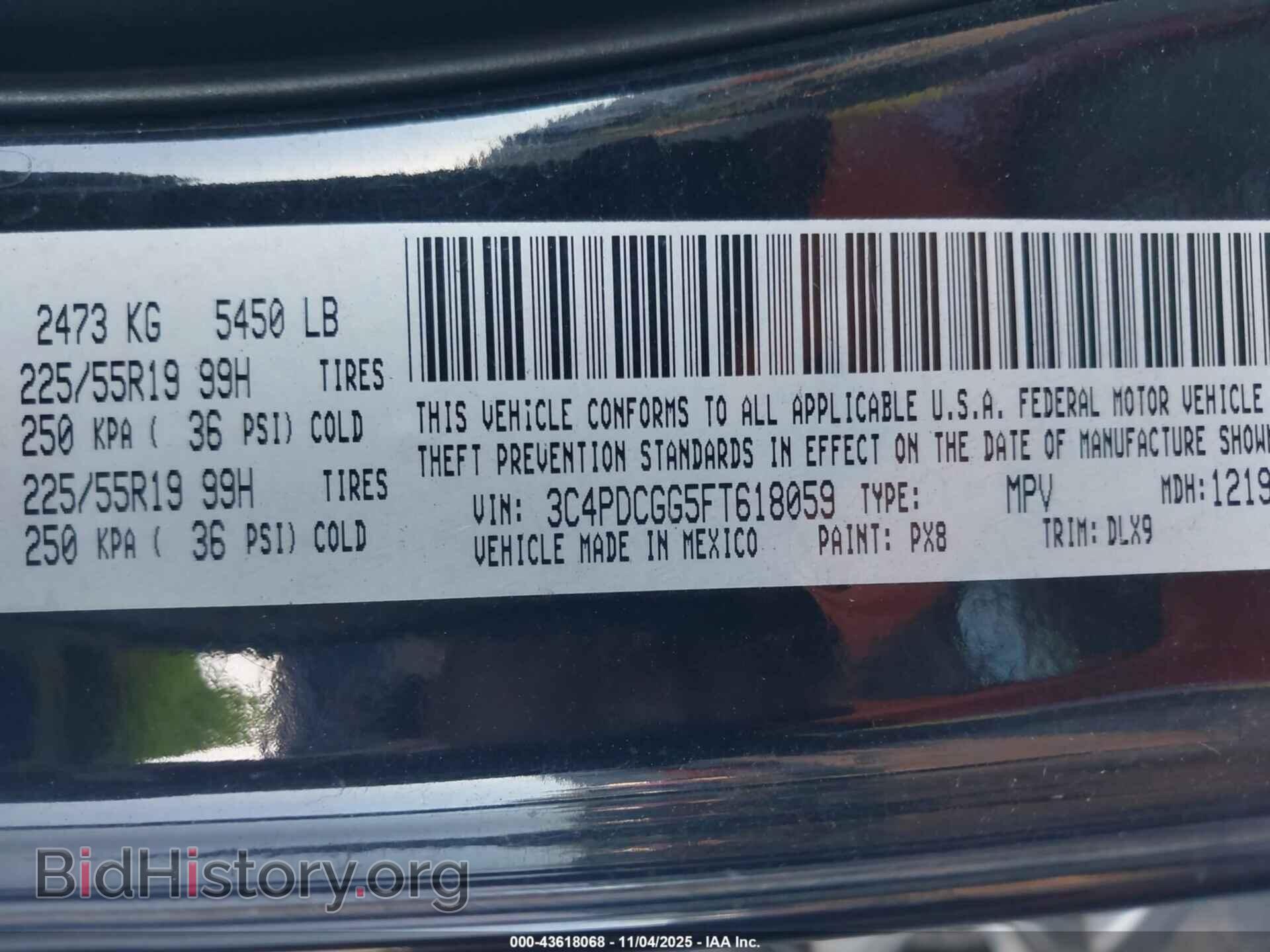 2015 DODGE JOURNEY - VIN: 3C4PDCGG5FT618059 - Фото 9