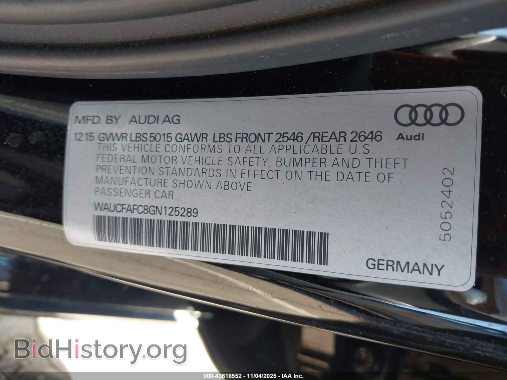 2016 AUDI A6 - VIN: WAUCFAFC8GN125289 - Фото 9