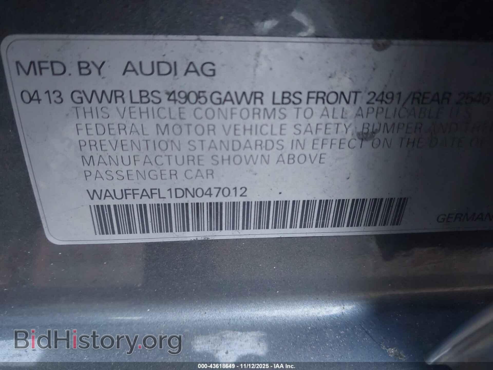 2013 AUDI A4 - VIN: WAUFFAFL1DN047012 - Photo 9
