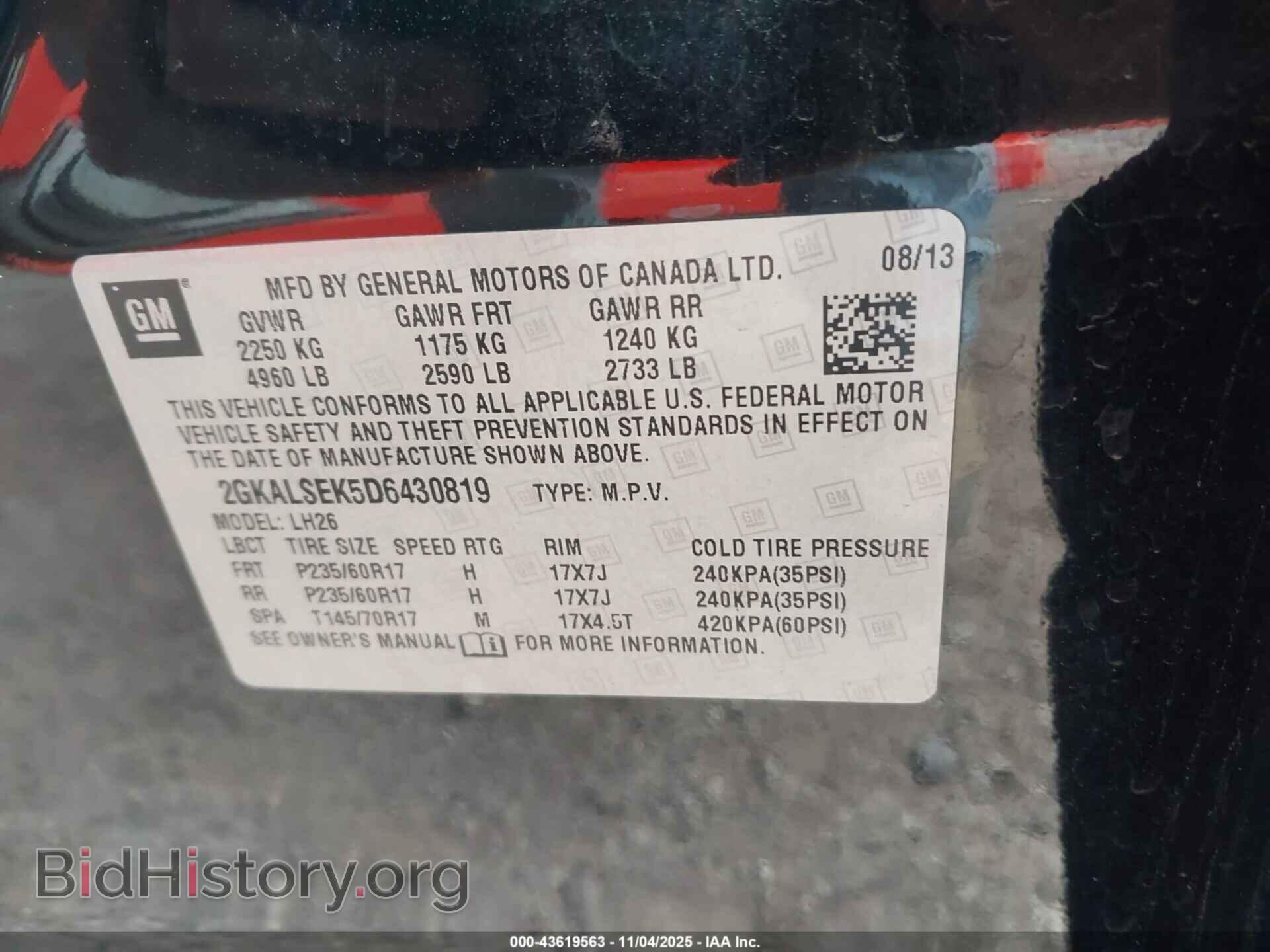 2013 GMC TERRAIN - VIN: 2GKALSEK5D6430819 - Photo 9
