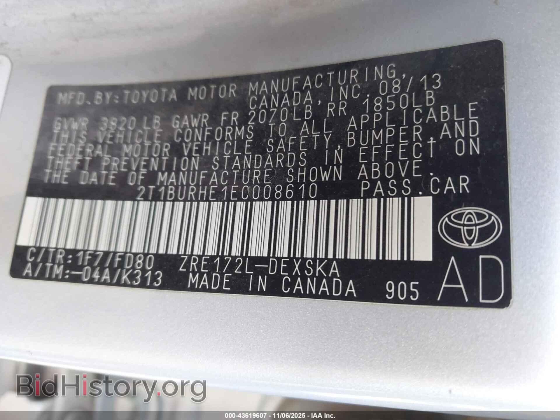 2014 TOYOTA COROLLA - VIN: 2T1BURHE1EC008610 - Фото 9