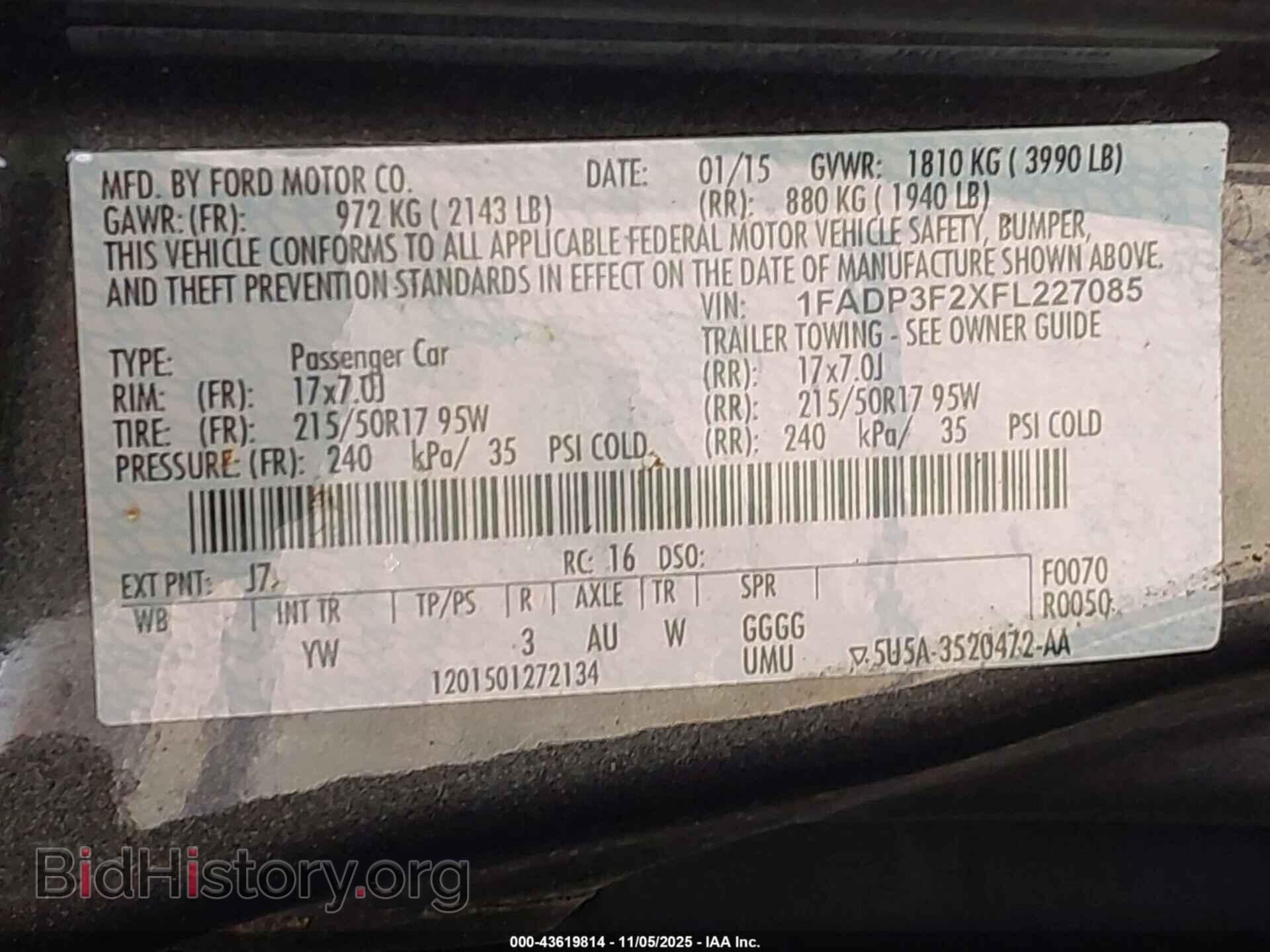 2015 FORD FOCUS - VIN: 1FADP3F2XFL227085 - Фото 9