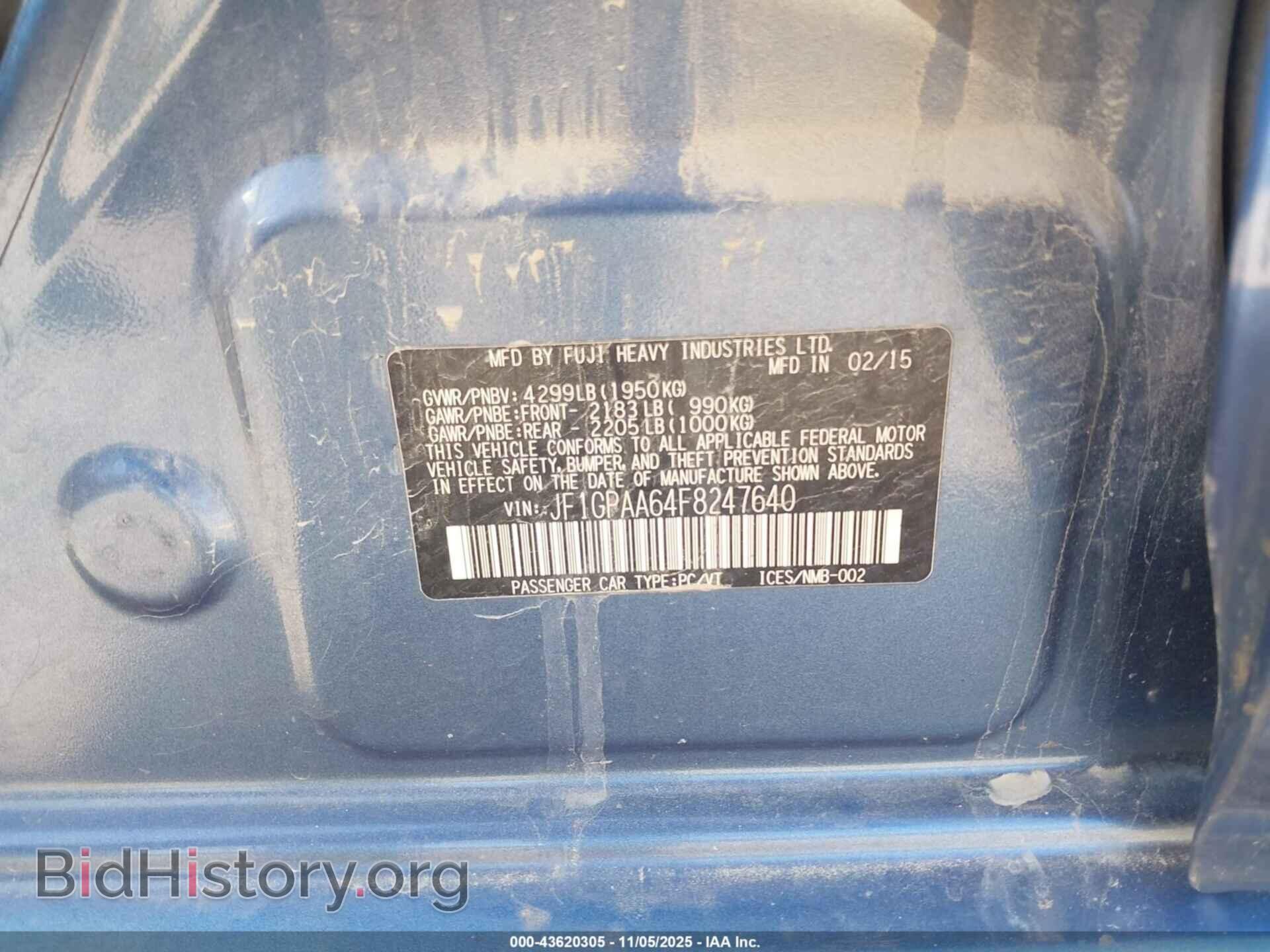 2015 SUBARU IMPREZA - VIN: JF1GPAA64F8247640 - Фото 9