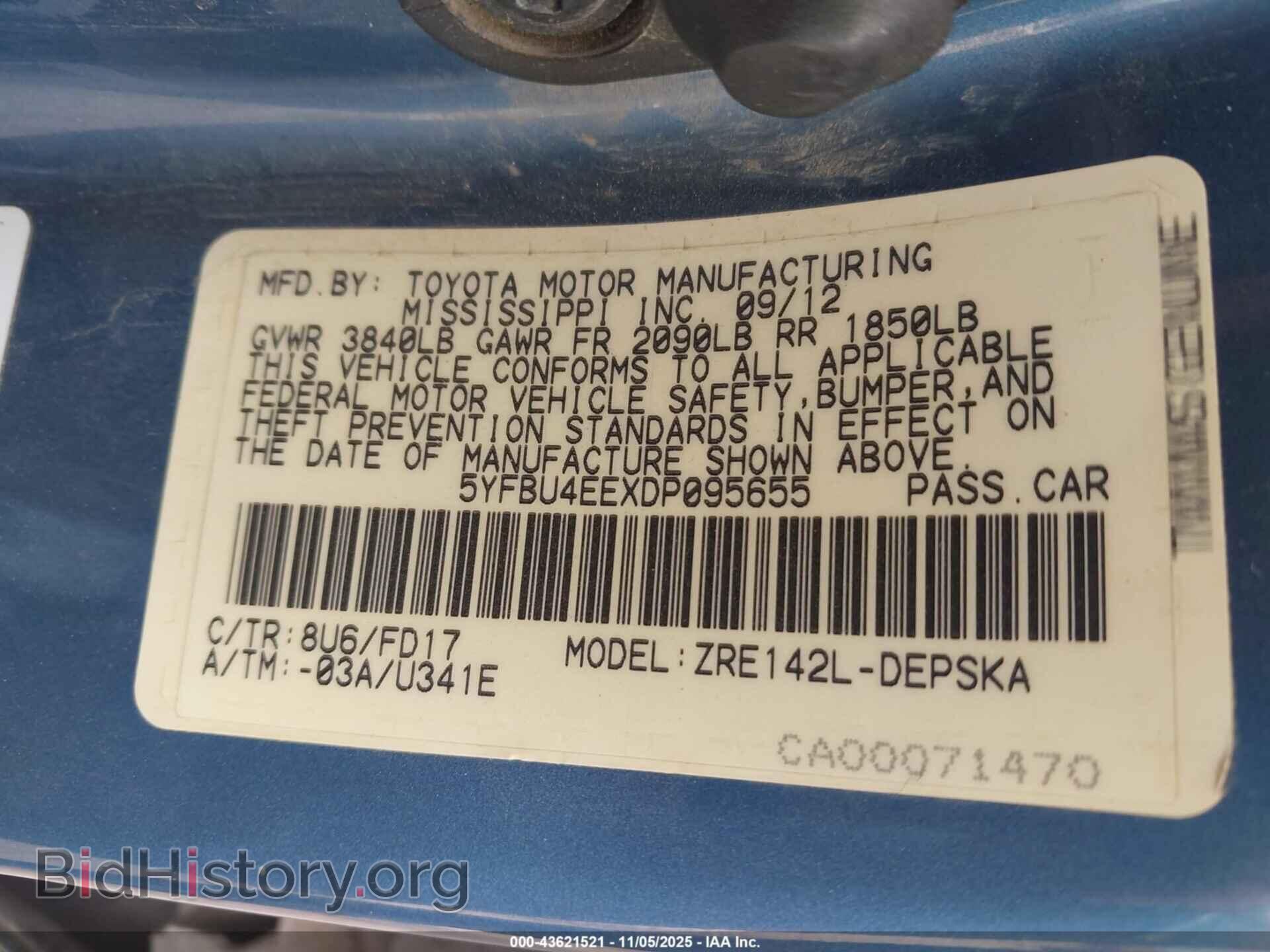 2013 TOYOTA COROLLA - VIN: 5YFBU4EEXDP095655 - Фото 9