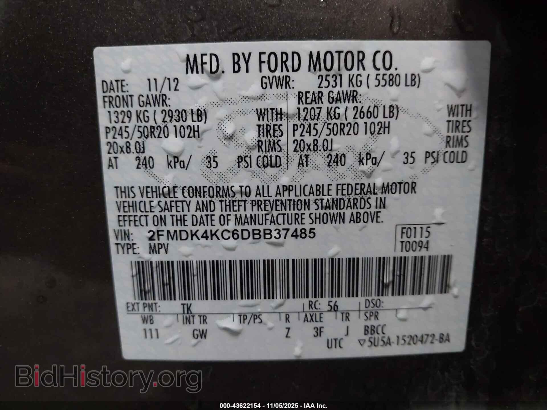 2013 FORD EDGE - VIN: 2FMDK4KC6DBB37485 - Photo 9